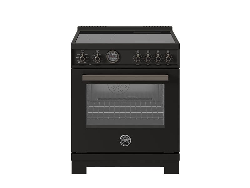 Bertazzoni Professional Series 30" 4 Heating Zones Carbonio Freestanding Induction Range With 4.6 Cu.Ft. Self-Clean Oven PRO304IFEPCAT I Luxury Appliances Direct