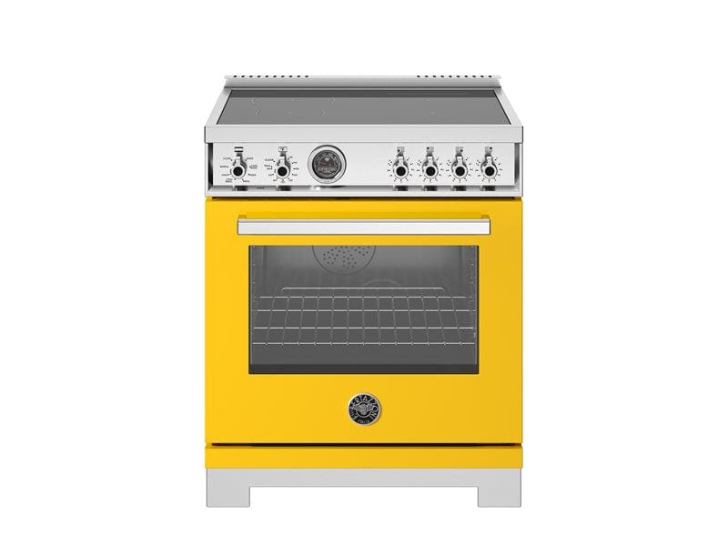 Bertazzoni Professional Series 30" 4 Heating Zones Giallo Freestanding Induction Range With 4.6 Cu.Ft. Self-Clean Oven PRO304IFEPGIT I Luxury Appliances Direct