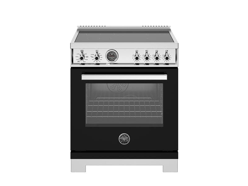 Bertazzoni Professional Series 30" 4 Heating Zones Nero Freestanding Induction Range With 4.6 Cu.Ft. Self-Clean Oven PRO304IFEPNET I Luxury Appliances Direct