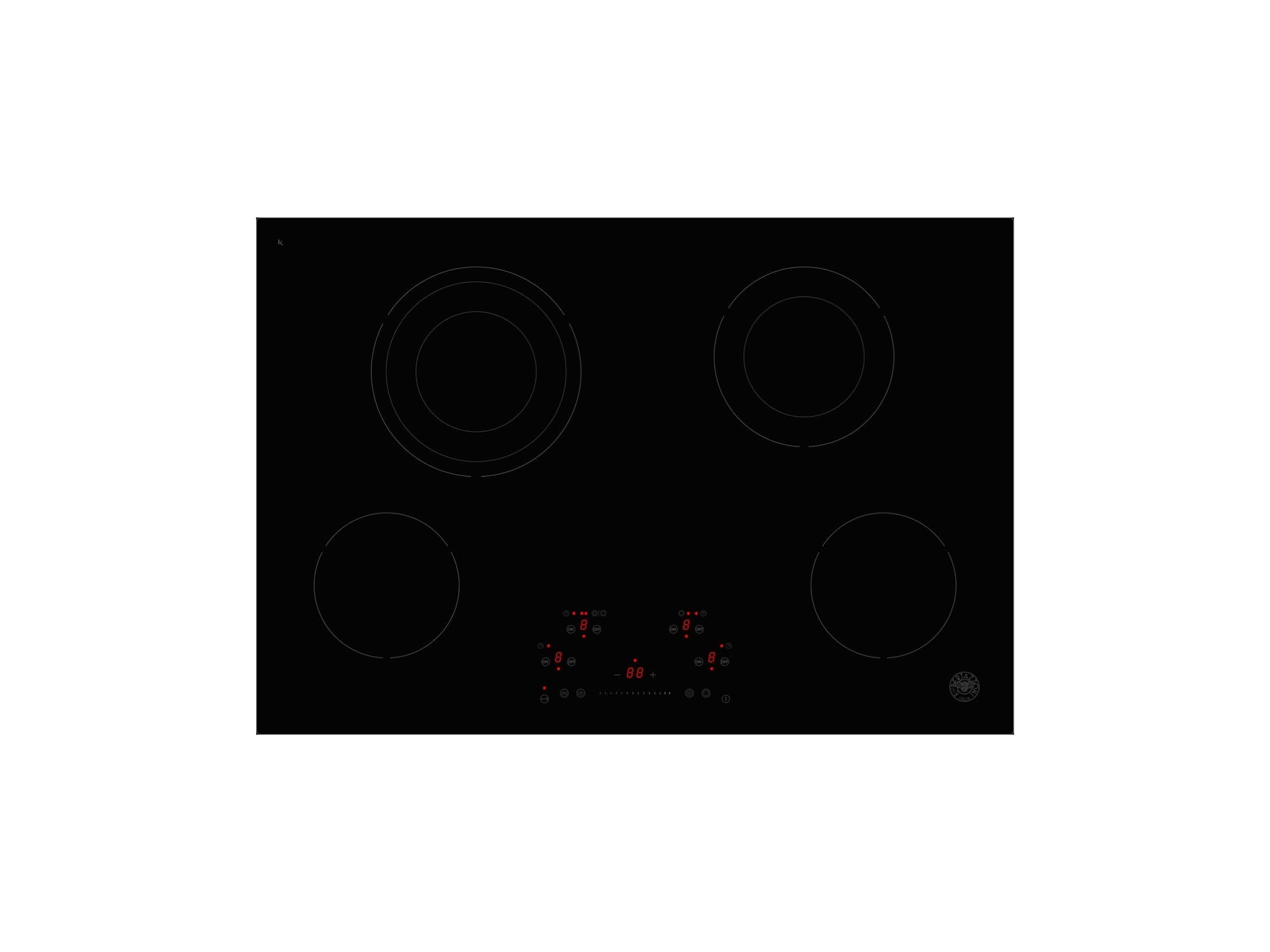 Bertazzoni Professional Series 30" 4 Heating Zones Nero Touch Control Electric Cooktop PE304CER I Luxury Appliances Direct