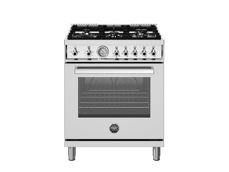 Bertazzoni Professional Series 30" 5 Aluminum Burners Stainless Steel Freestanding All Gas Range With 4.7 Cu.Ft. Oven PRO305GASXV I Luxury Appliances Direct