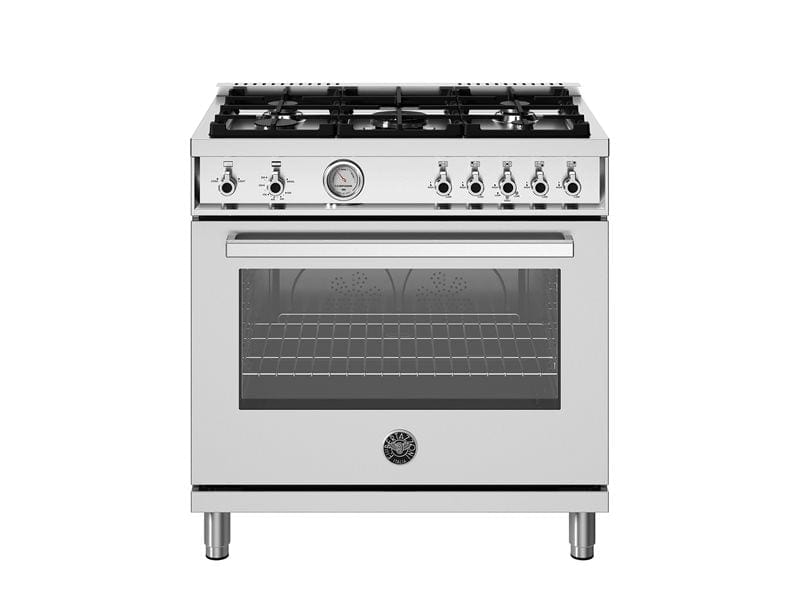 Bertazzoni Professional Series 36" 5 Aluminum Burners Stainless Steel Freestanding Propane Gas Range With 5.9 Cu.Ft. Oven PRO365GASXV-LP I Luxury Appliances Direct
