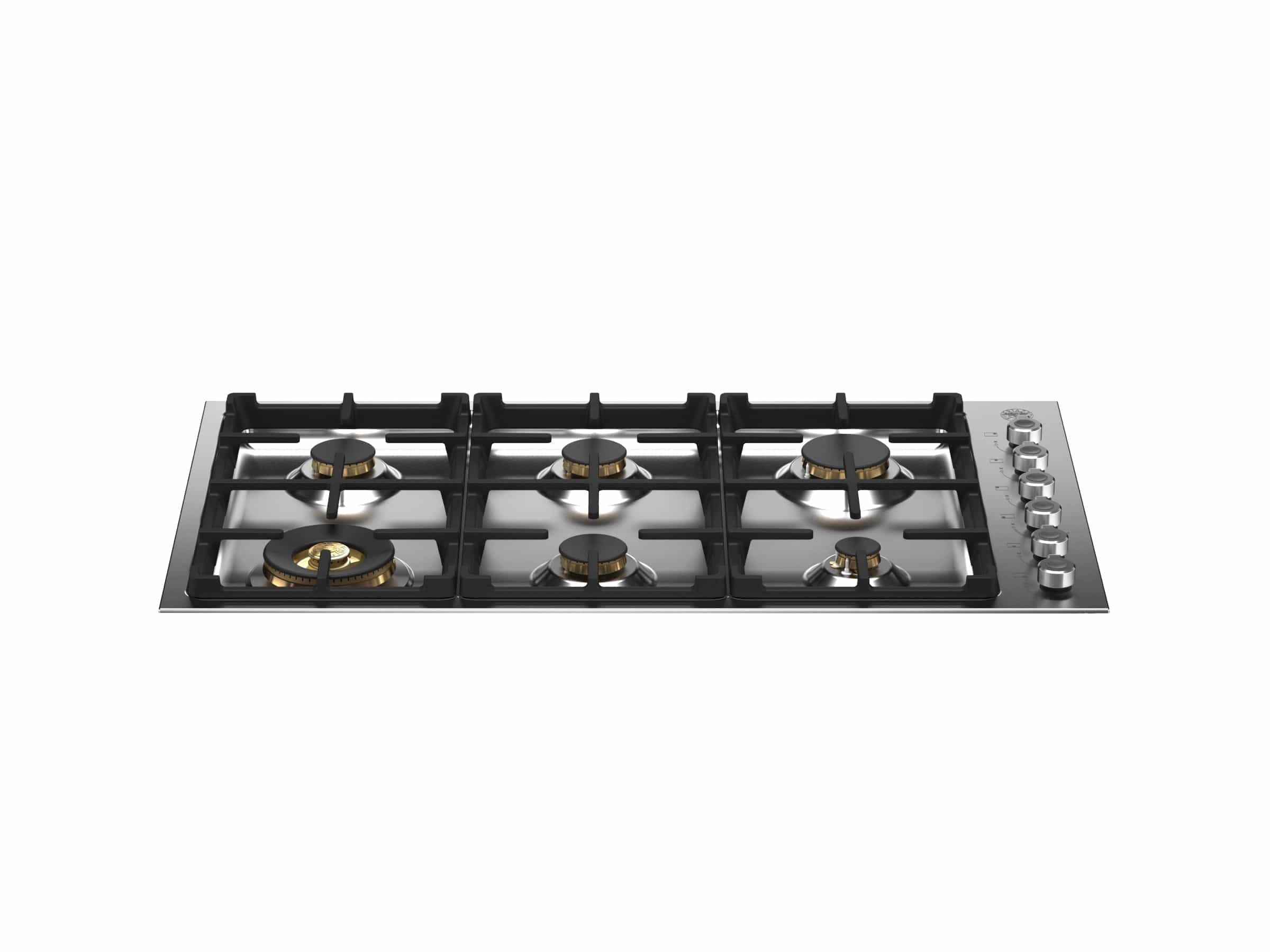 Bertazzoni Professional Series 36" 6 Brass Burners Stainless Steel Drop-in Gas Cooktop PROF366QBXT I Luxury Appliances Direct