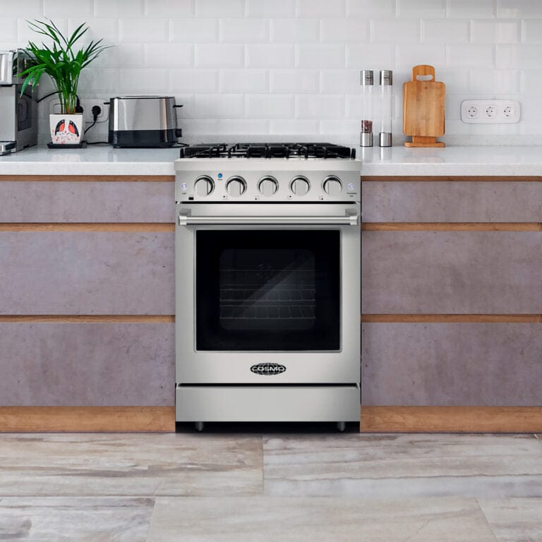 Cosmo 24-inch 3.73 cu. ft. Slide-In Freestanding Gas Range COS-EPGR244 I Luxury Appliances Direct