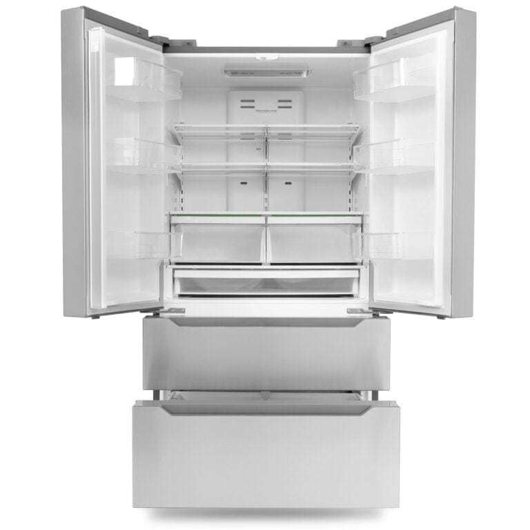 Cosmo 35-inch 4-Door Refrigerator with Recessed Handle COS-FDR225RHSS I Luxury Appliances Direct