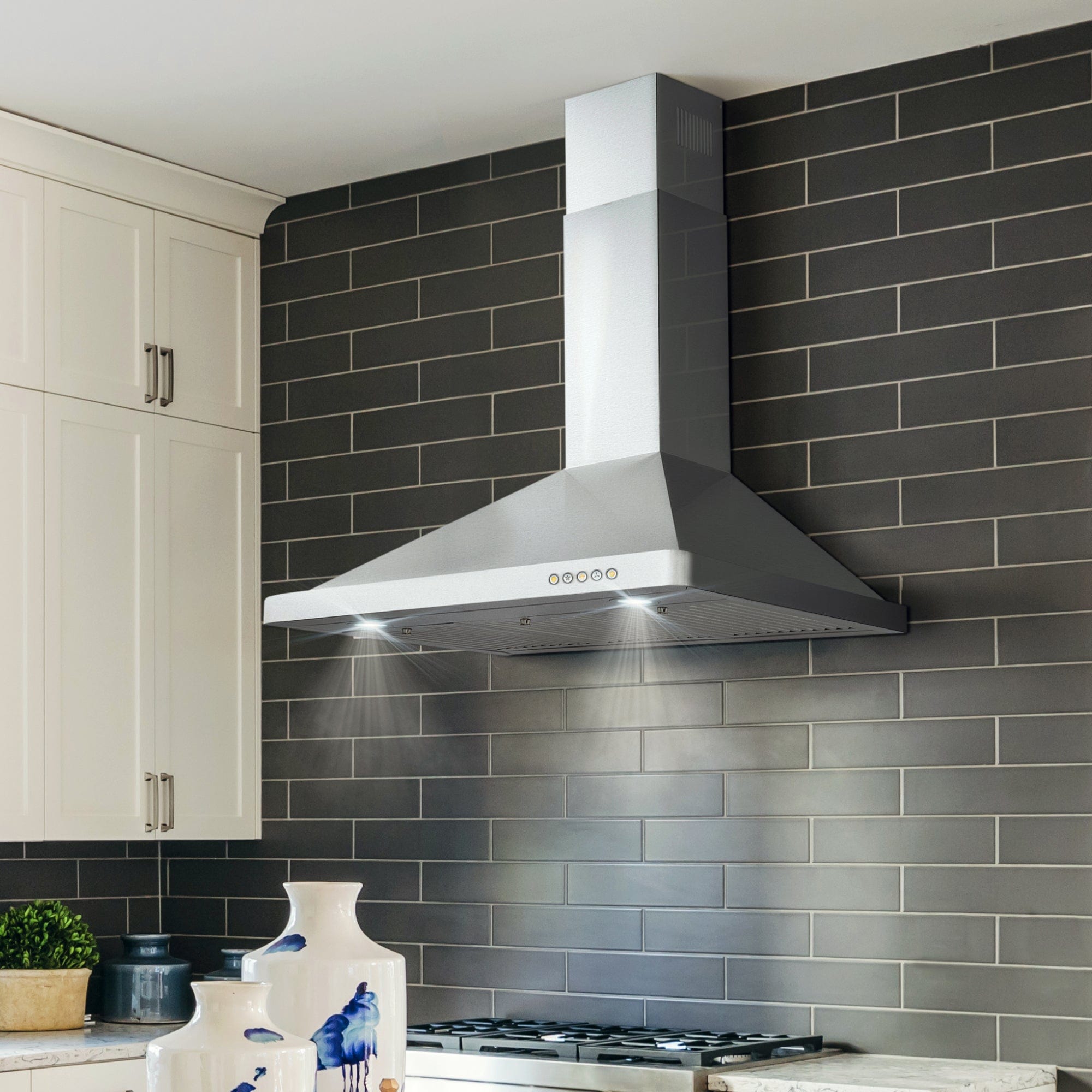 Cosmo 36-inch Wall Mount Range Hood with Push Control COS-63190-DL I Luxury Appliances Direct