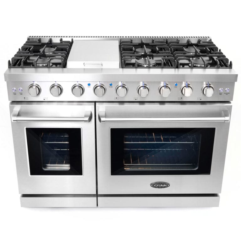 Cosmo 48-inch 6.8 cu. ft. Double Oven Gas Range COS-EPGR486G I Luxury Appliances Direct