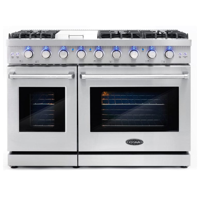 Cosmo 48-inch 6.8 cu. ft. Double Oven Gas Range COS-EPGR486G I Luxury Appliances Direct