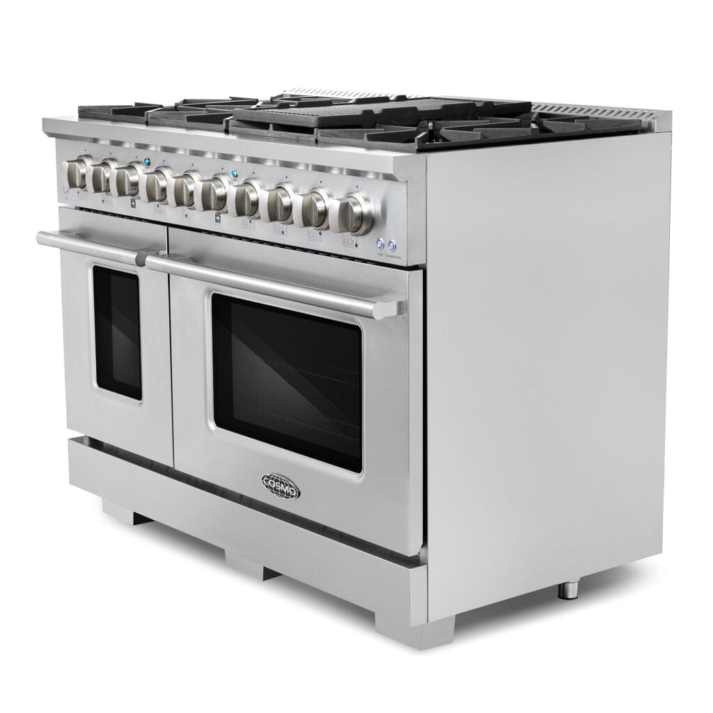 Cosmo Commercial 48-inch 5.5 cu. ft. Double Oven Gas Range COS-GRP486G I Luxury Appliances Direct