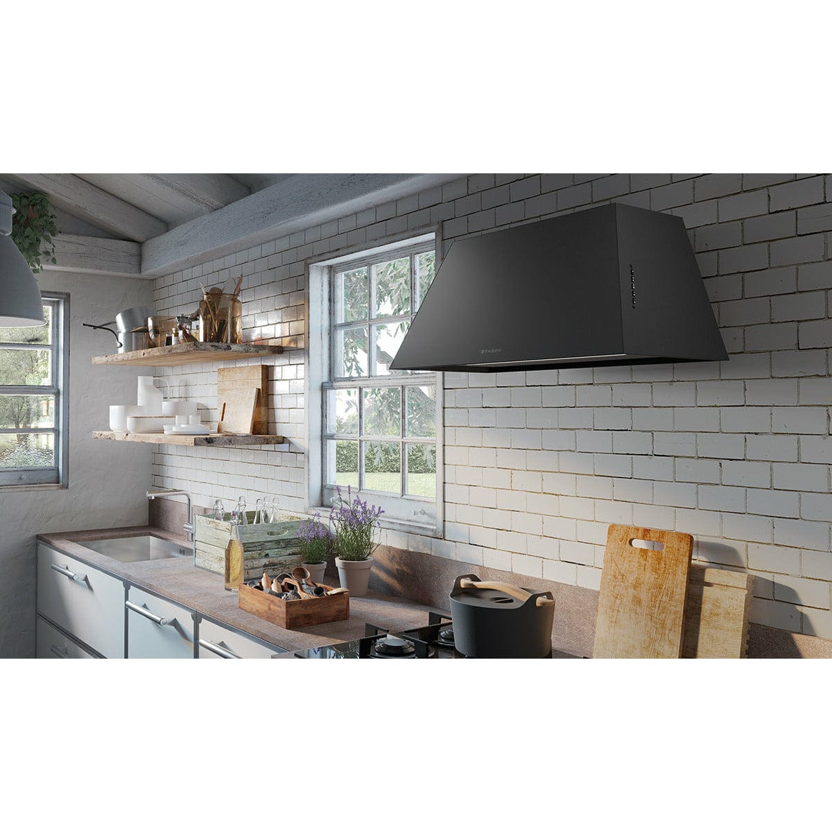 FABER 36 inch Chloe Black Range Hood CHLO36BK600 I Luxury Appliances Direct