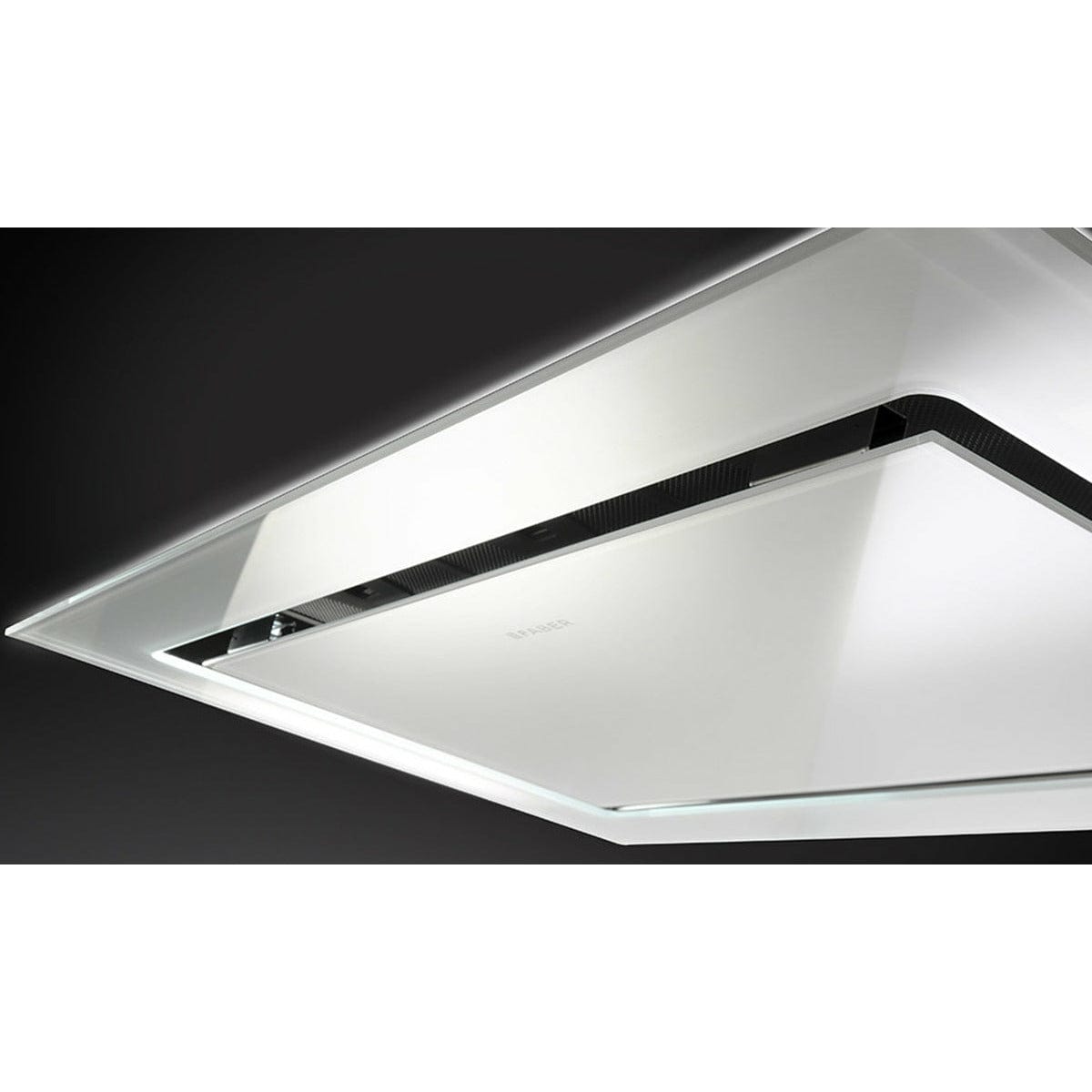 FABER 48 inch Stratus White Glass Ceiling Mount RangeHood STRTIS48WHNB I Luxury Appliances Direct