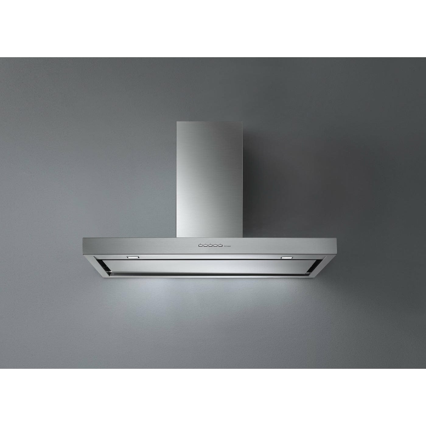Falmec Plane Fasteel Wall 48"(120 cm), 500 CFM w/ Scotch brite Fasteel, Perimeter suction, LED lighting, Metallic grease filter and Remote control FFPLN48W5FS-R I Luxury Appliances Direct