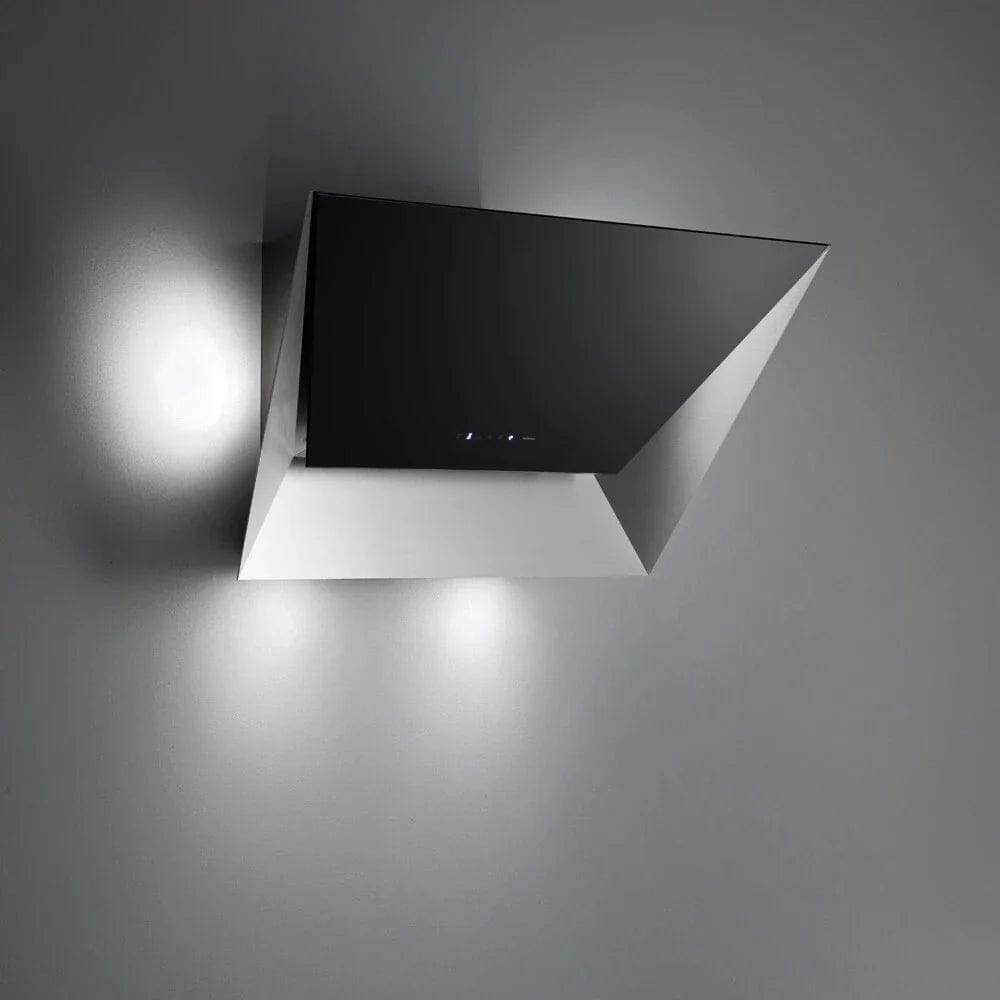 Falmec Prisma Glass 34" Wall Mount Hood, 500 CFM, with 4-Speed/500 CFM Motor, Touch Control + 24H Function, LED Lighting, Metallic Filter, and Tempered Glass - FDPRI36W5S I Luxury Appliances Direct
