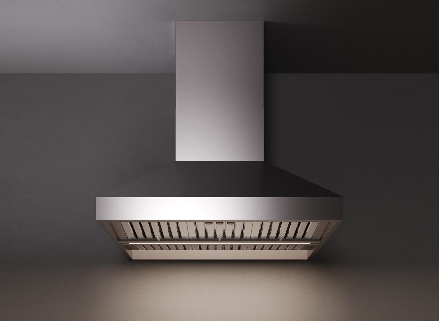 Falmec Pyramid 48"(120 cm) Wall Mount Outdoor Hood, 1200 CFM w/ LED lighting, Knob control , Pro Baffle Filters and Scotch brite stainless steel (AISI 304) FOPYR48W12OS I Luxury Appliances Direct
