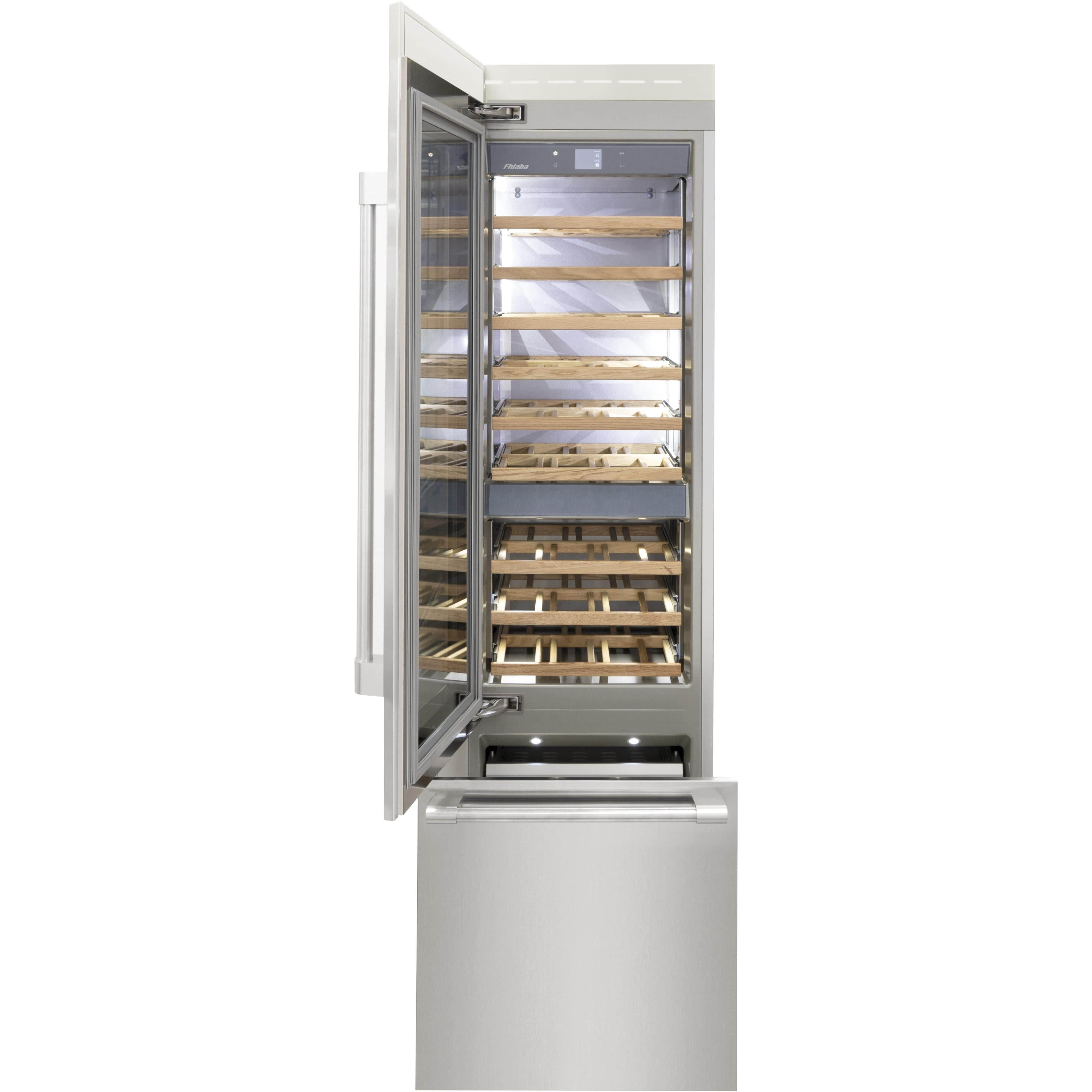 Fhiaba 24-inch Built-in Wine Cellar and Freezer Refrigerator with Smart Touch TFT Display FK24BWR-LGS1 I Luxury Appliances Direct