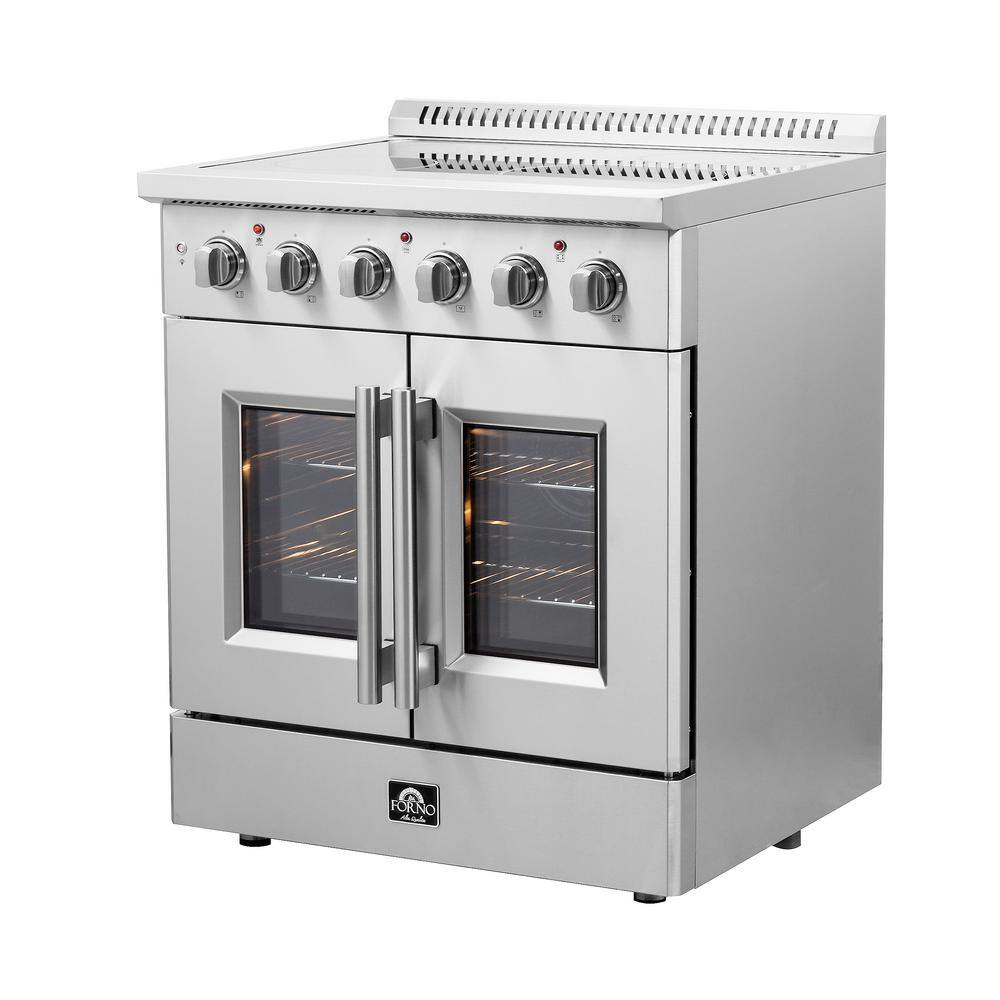 Forno Galiano 30" Freestanding Electric Range With French Door in Stainless Steel, FFSEL6917-30 I Luxury Appliances Direct