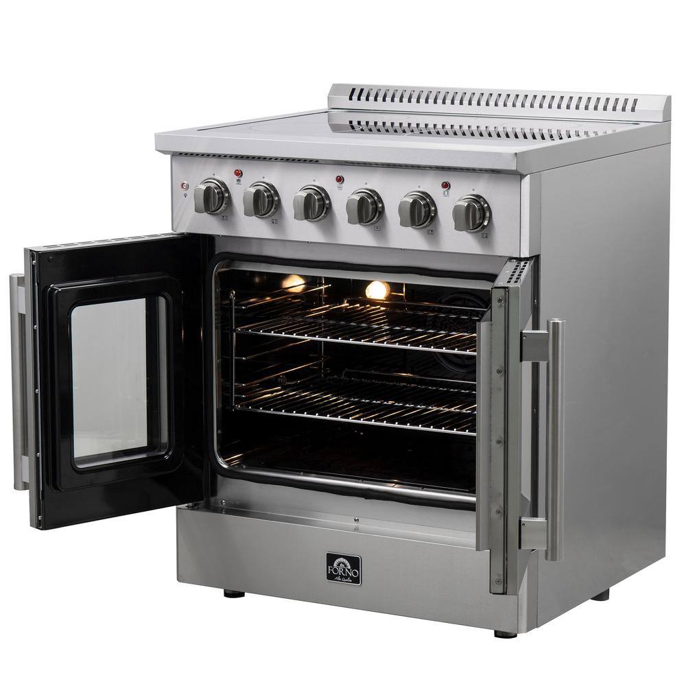 Forno Galiano 30" Freestanding Electric Range With French Door in Stainless Steel, FFSEL6917-30 I Luxury Appliances Direct