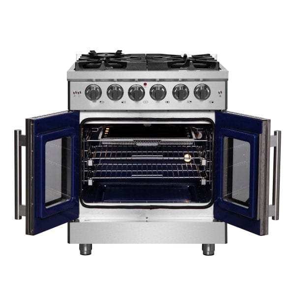 Forno Massimo 30" Freestanding French Door Dual Fuel Range with 5 Burners, FFSGS6325-30 I Luxury Appliances Direct