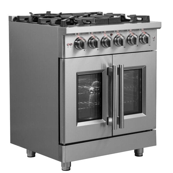 Forno Massimo 30" Freestanding French Door Dual Fuel Range with 5 Burners, FFSGS6325-30 I Luxury Appliances Direct