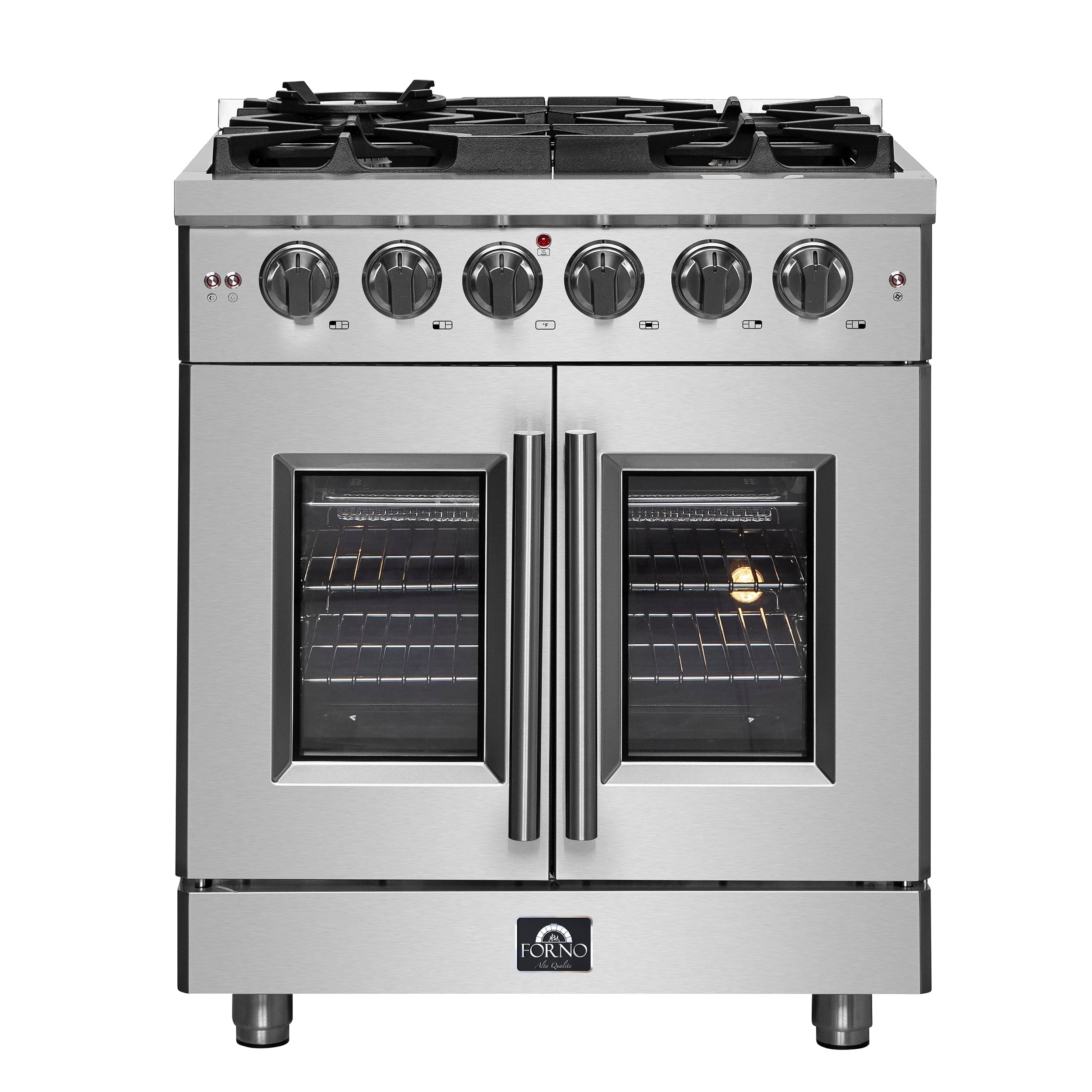 Forno Massimo 30" Freestanding French Door Gas Range with 5 Burners, FFSGS6439-30 I Luxury Appliances Direct
