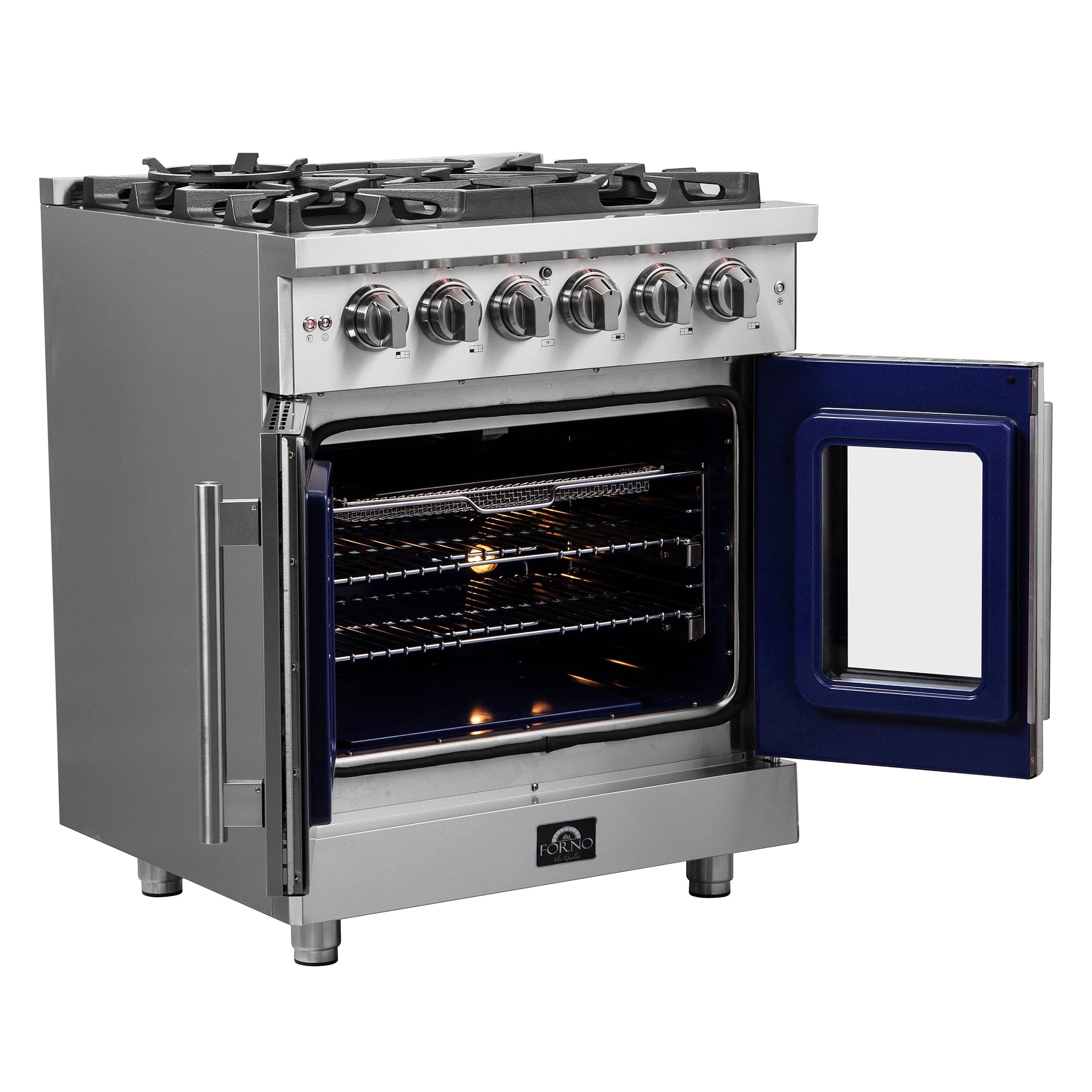 Forno Massimo 30" Freestanding French Door Gas Range with 5 Burners, FFSGS6439-30 I Luxury Appliances Direct