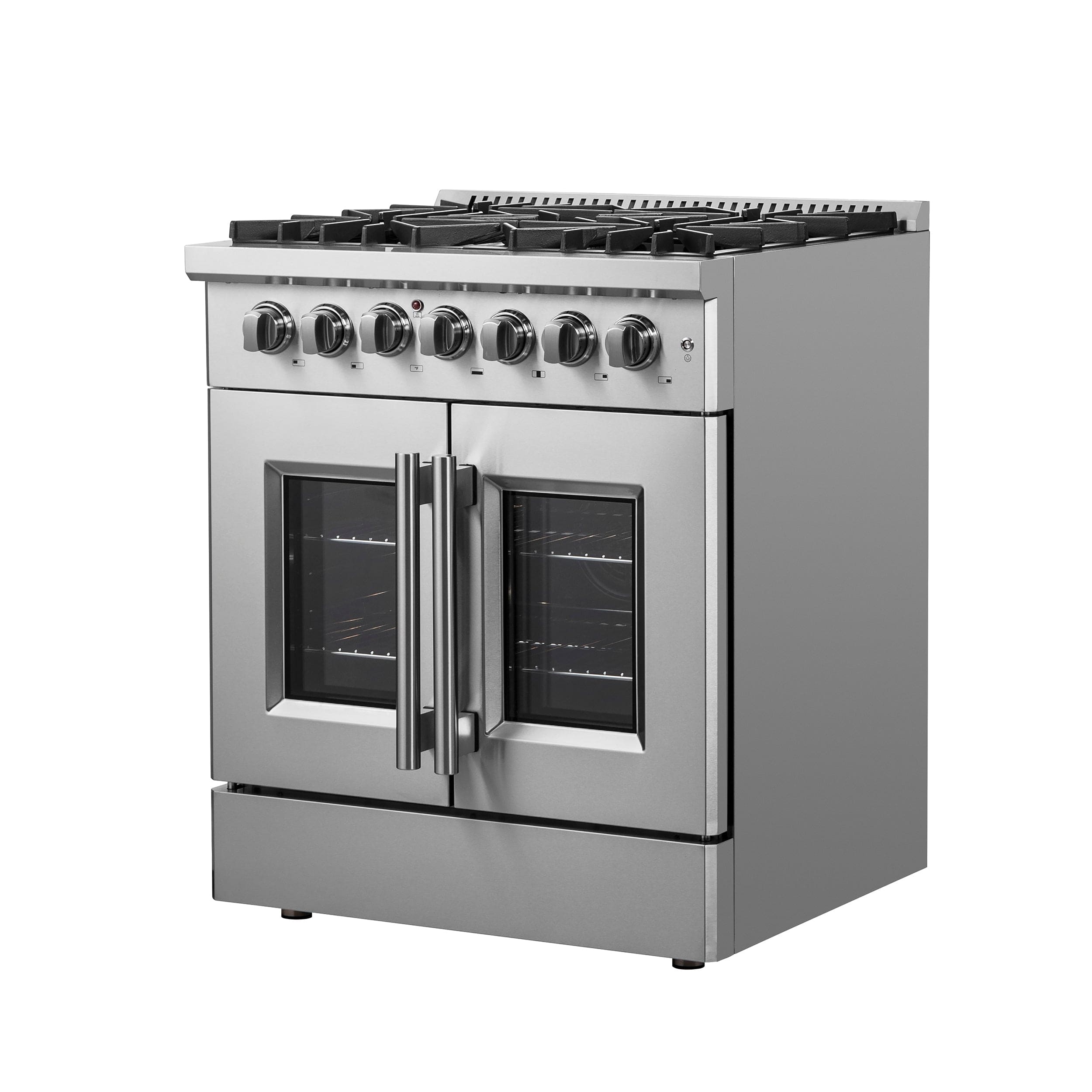 Forno Galiano 30" Gas Burner, Electric Oven Range With French Door in Stainless Steel, FFSGS6356-30 I Luxury Appliances Direct