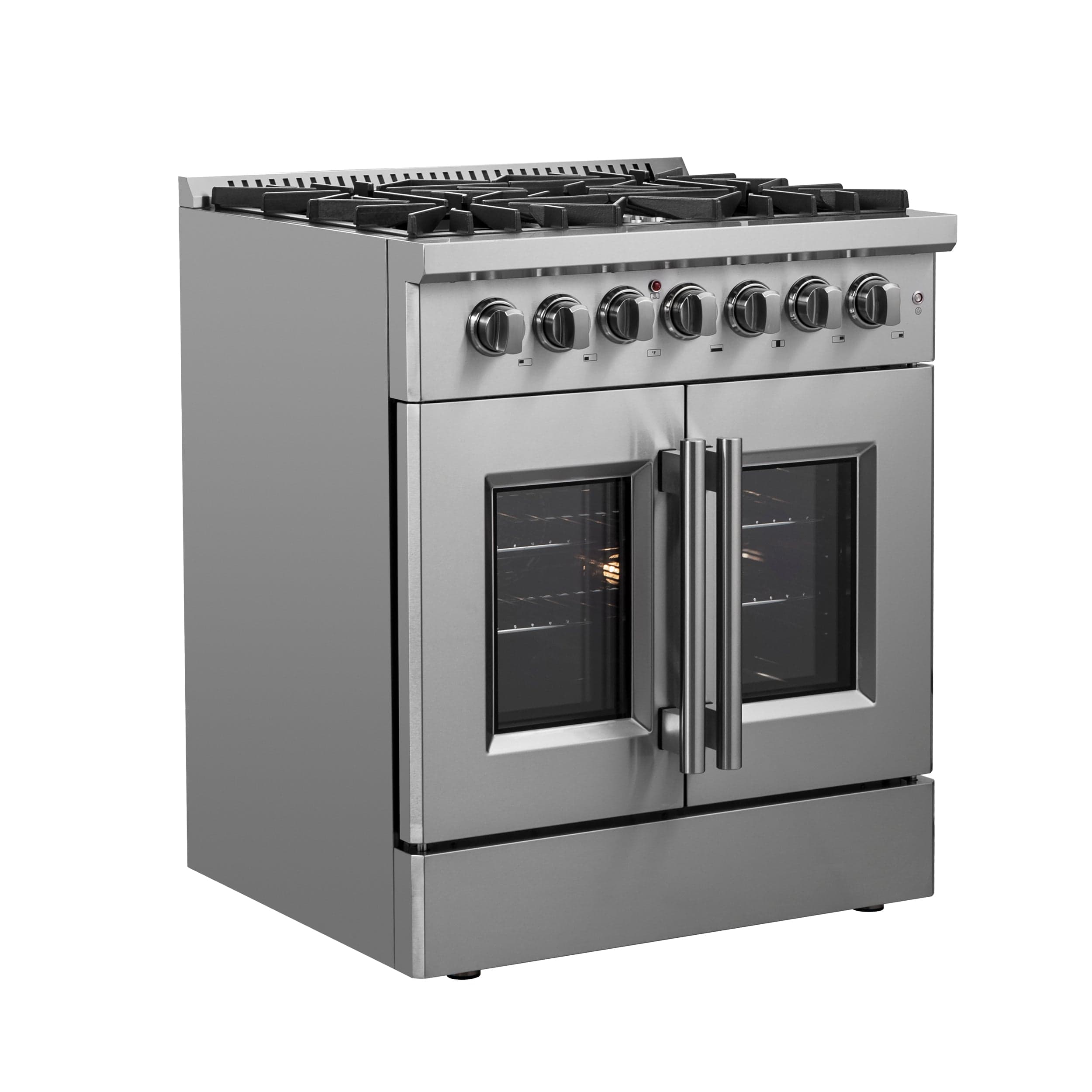 Forno Galiano 30" Gas Burner, Electric Oven Range With French Door in Stainless Steel, FFSGS6356-30 I Luxury Appliances Direct
