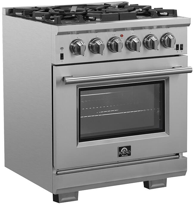 Forno Capriasca 30" Gas Range in Stainless Steel with 5 Italian Burners, FFSGS6260-30 I Luxury Appliances Direct