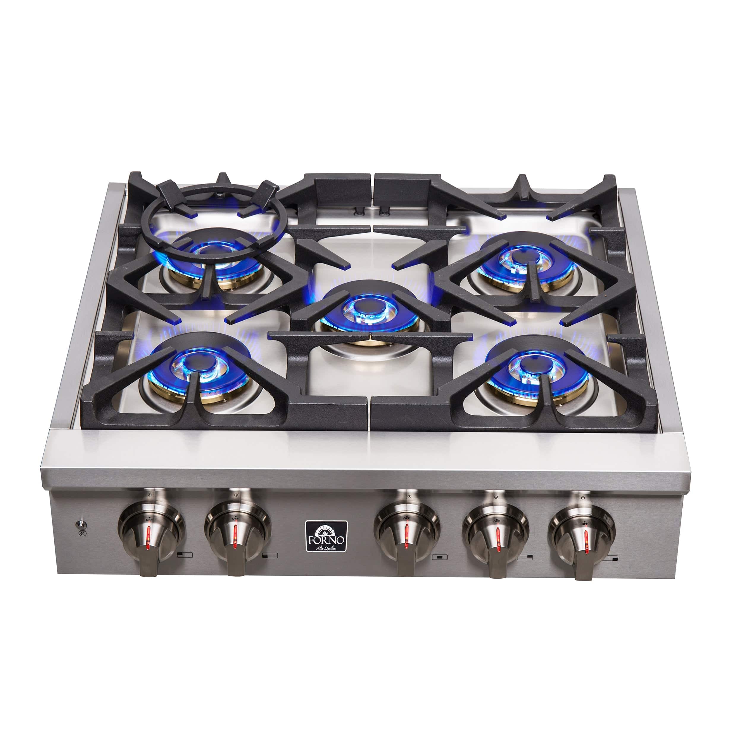 Forno Spezia Alta Qualita 30" Gas Rangetop With 5 Sealed Burners in Stainless Steel, FCTGS5751-30 I Luxury Appliances Direct