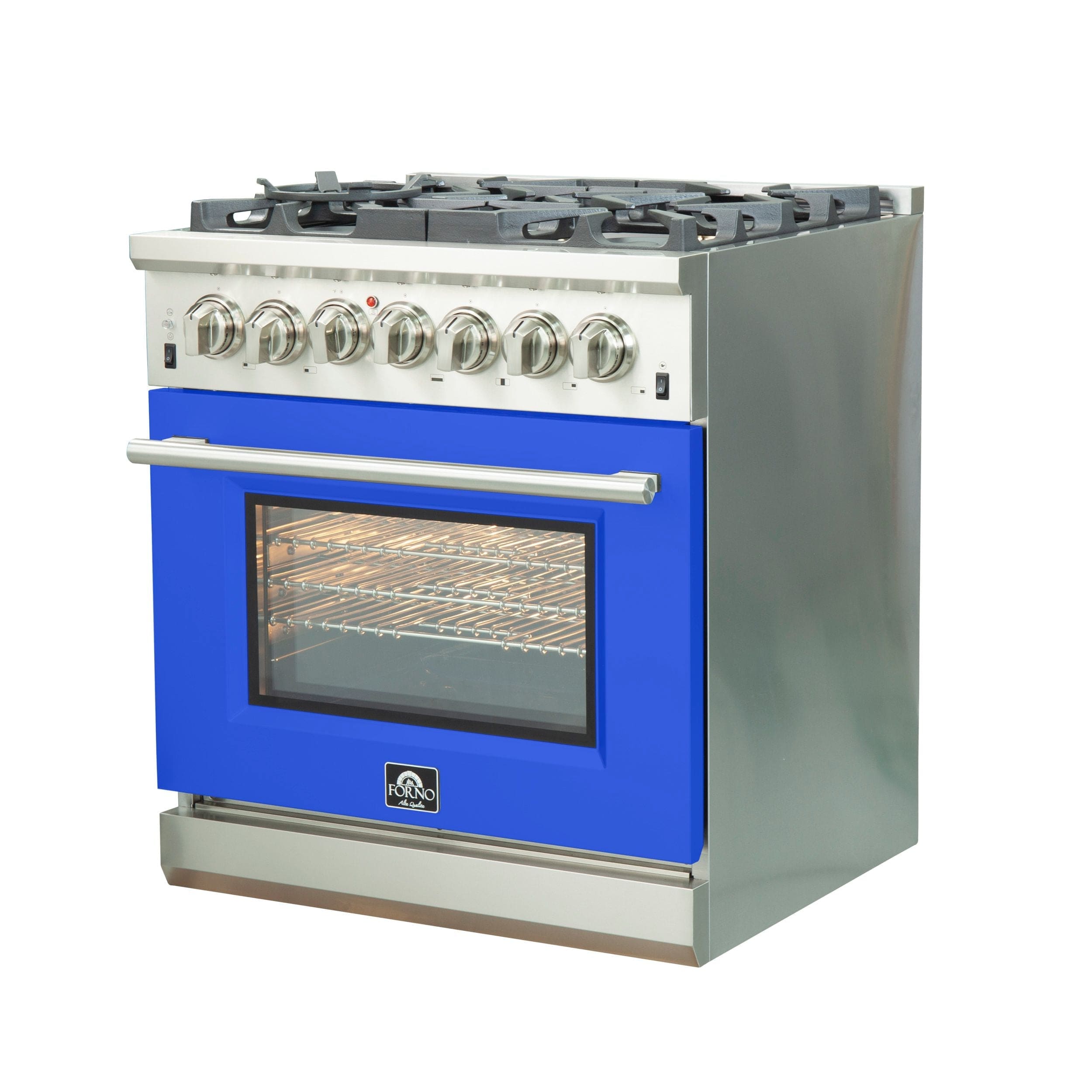 Forno Capriasca 30 Inch Professional Freestanding Dual Fuel Range in Blue, FFSGS6187-30BLU I Luxury Appliances Direct