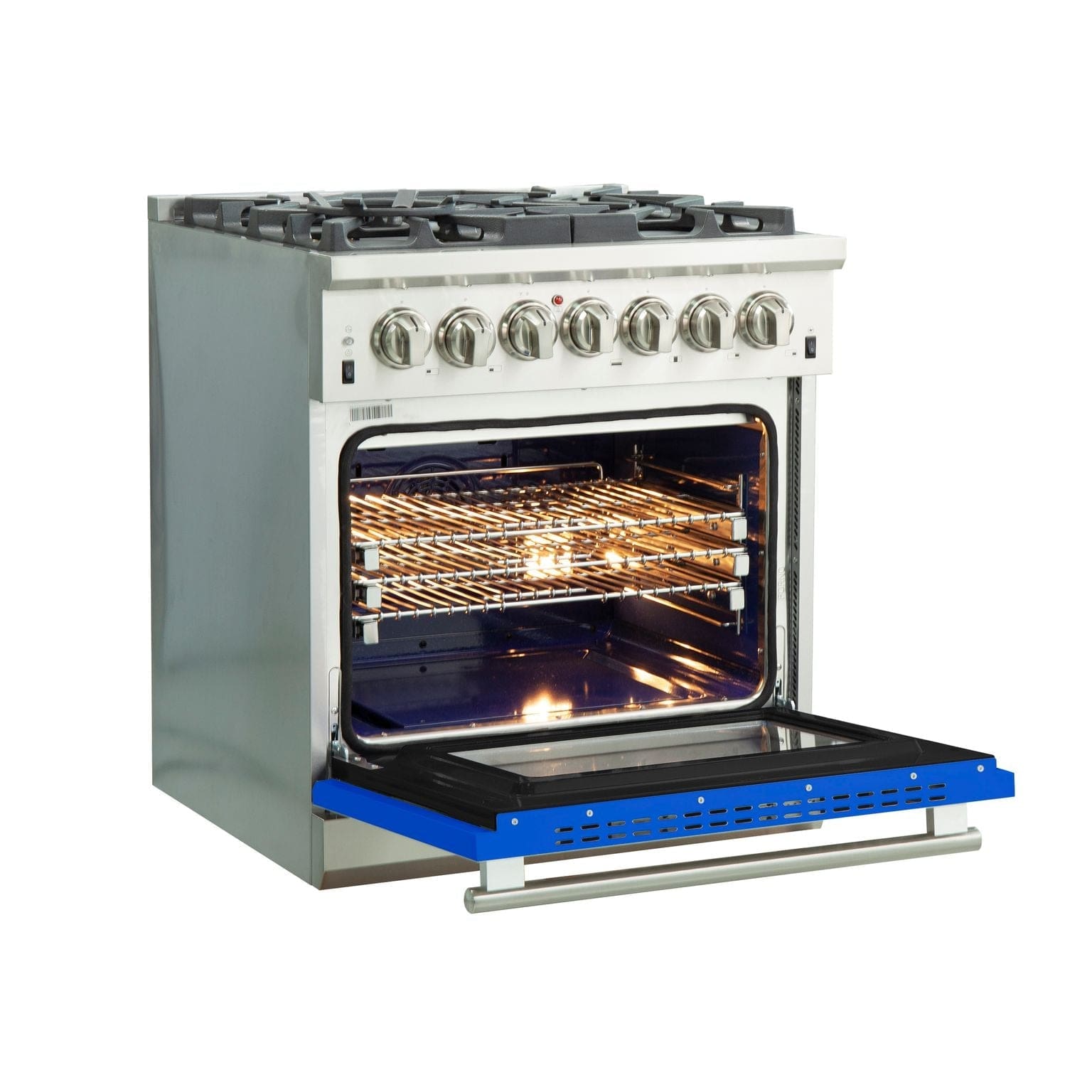 Forno Capriasca 30 Inch Professional Freestanding Dual Fuel Range in Blue, FFSGS6187-30BLU I Luxury Appliances Direct