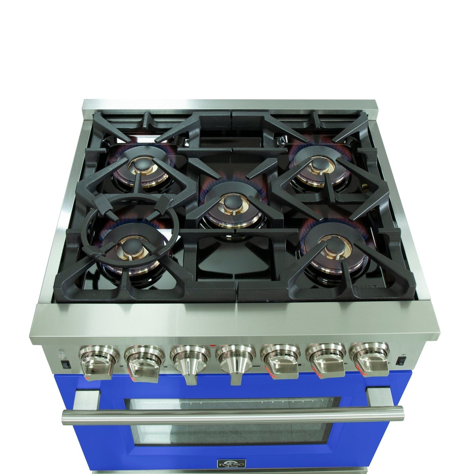 Forno Capriasca 30 Inch Professional Freestanding Dual Fuel Range in Blue, FFSGS6187-30BLU I Luxury Appliances Direct