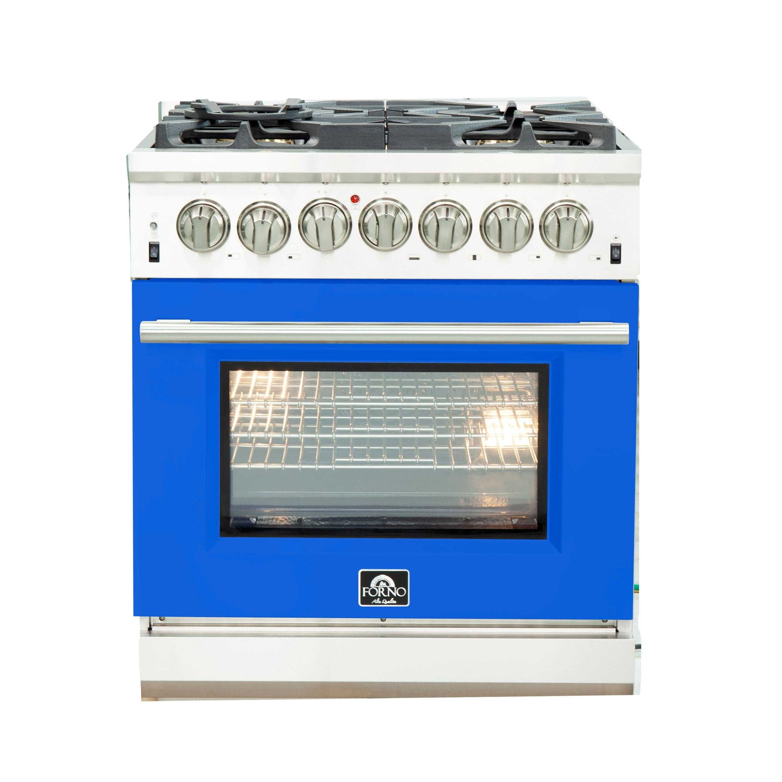 Forno Capriasca 30 Inch Professional Freestanding Dual Fuel Range in Blue, FFSGS6187-30BLU I Luxury Appliances Direct