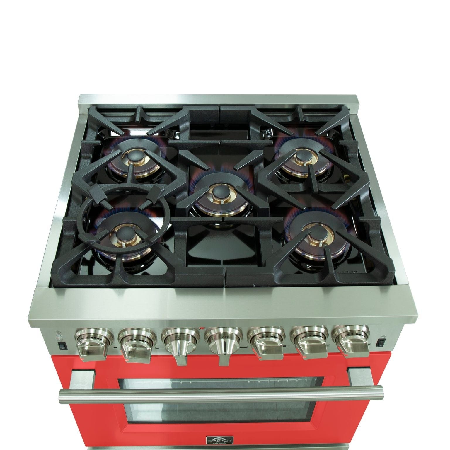 Forno Capriasca 30 Inch Professional Freestanding Dual Fuel Range in Red, FFSGS6187-30RED I Luxury Appliances Direct