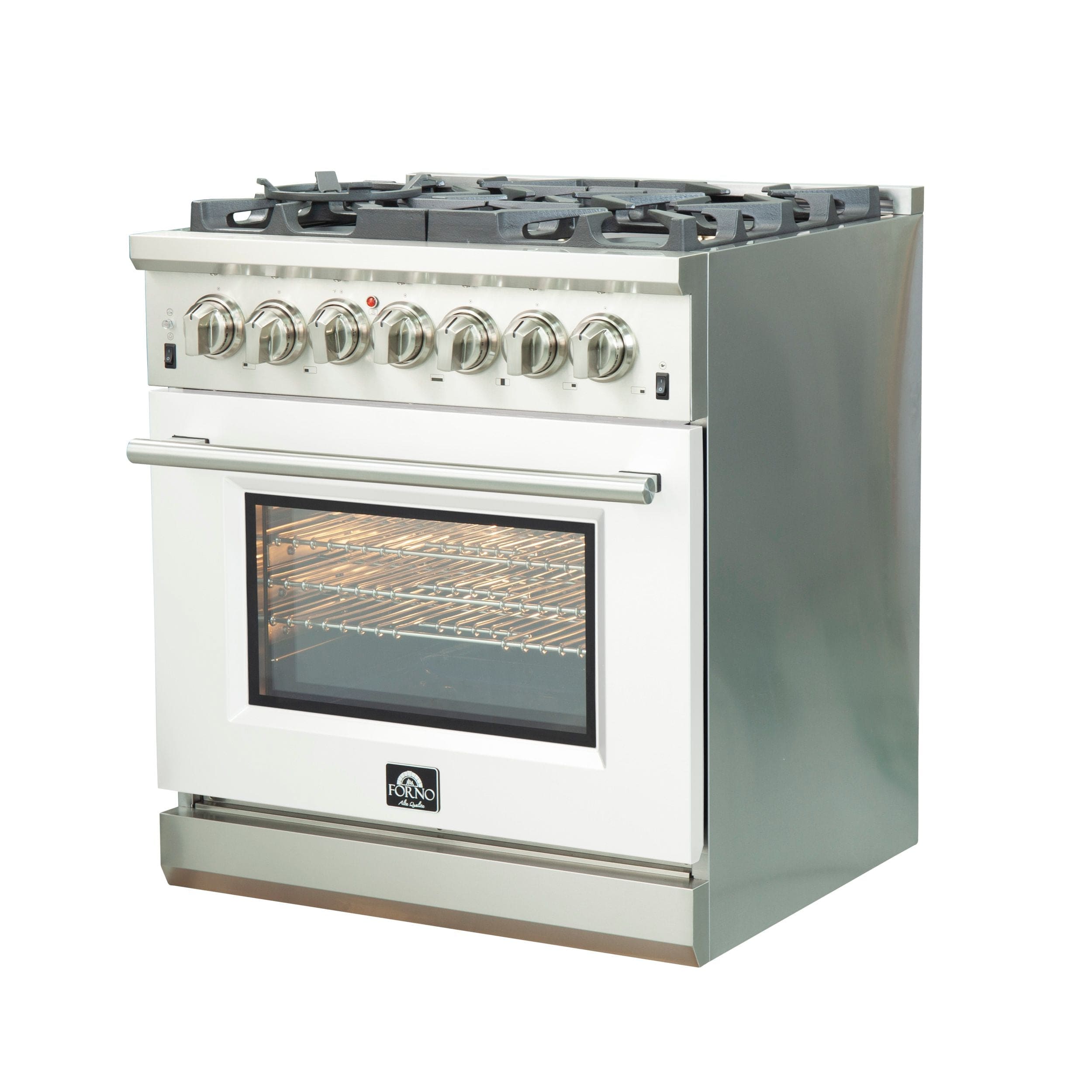 Forno Capriasca 30 Inch Professional Freestanding Dual Fuel Range in White, FFSGS6187-30WHT I Luxury Appliances Direct