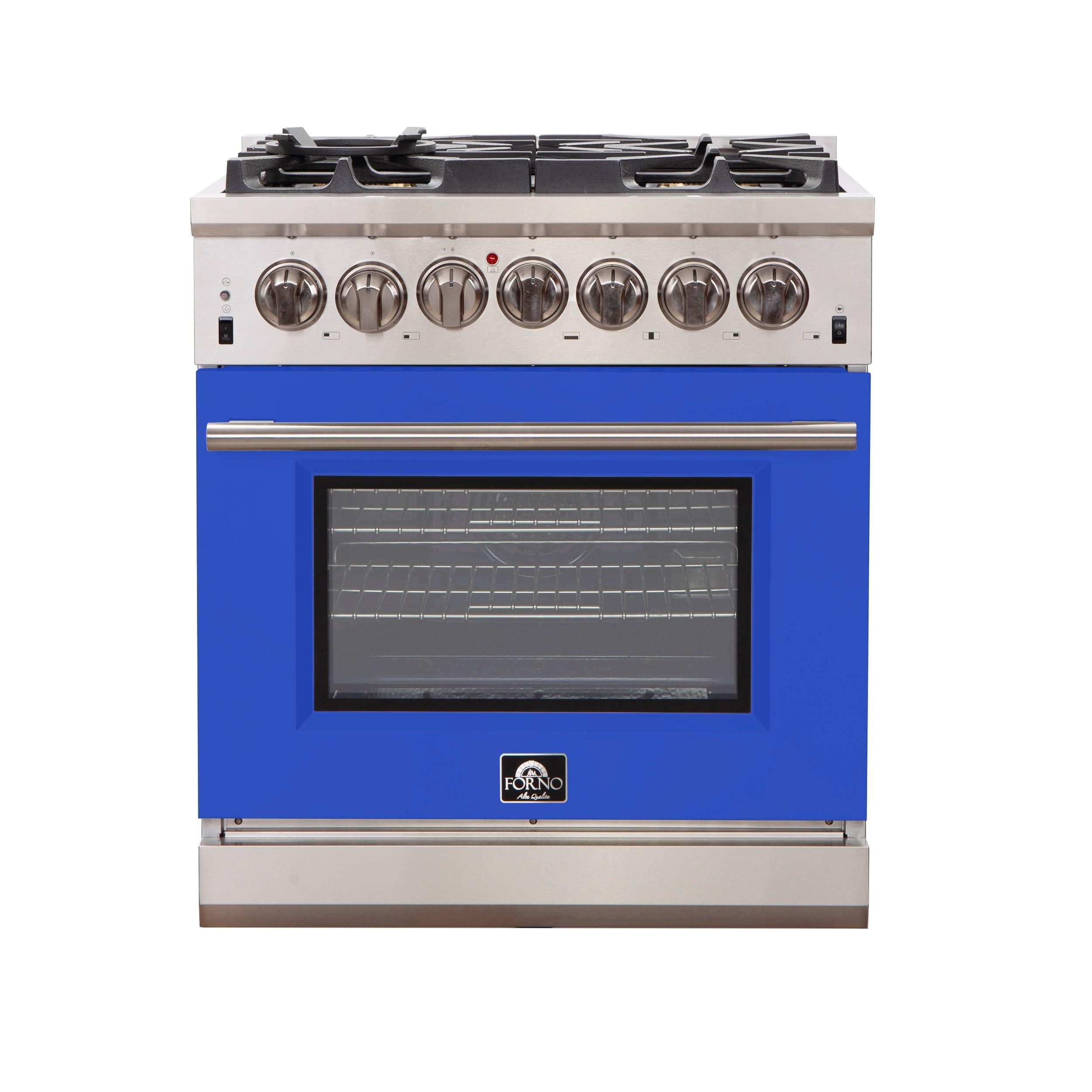 Forno Capriasca 30 Inch Professional Freestanding Gas Range in Blue, FFSGS6260-30BLU I Luxury Appliances Direct