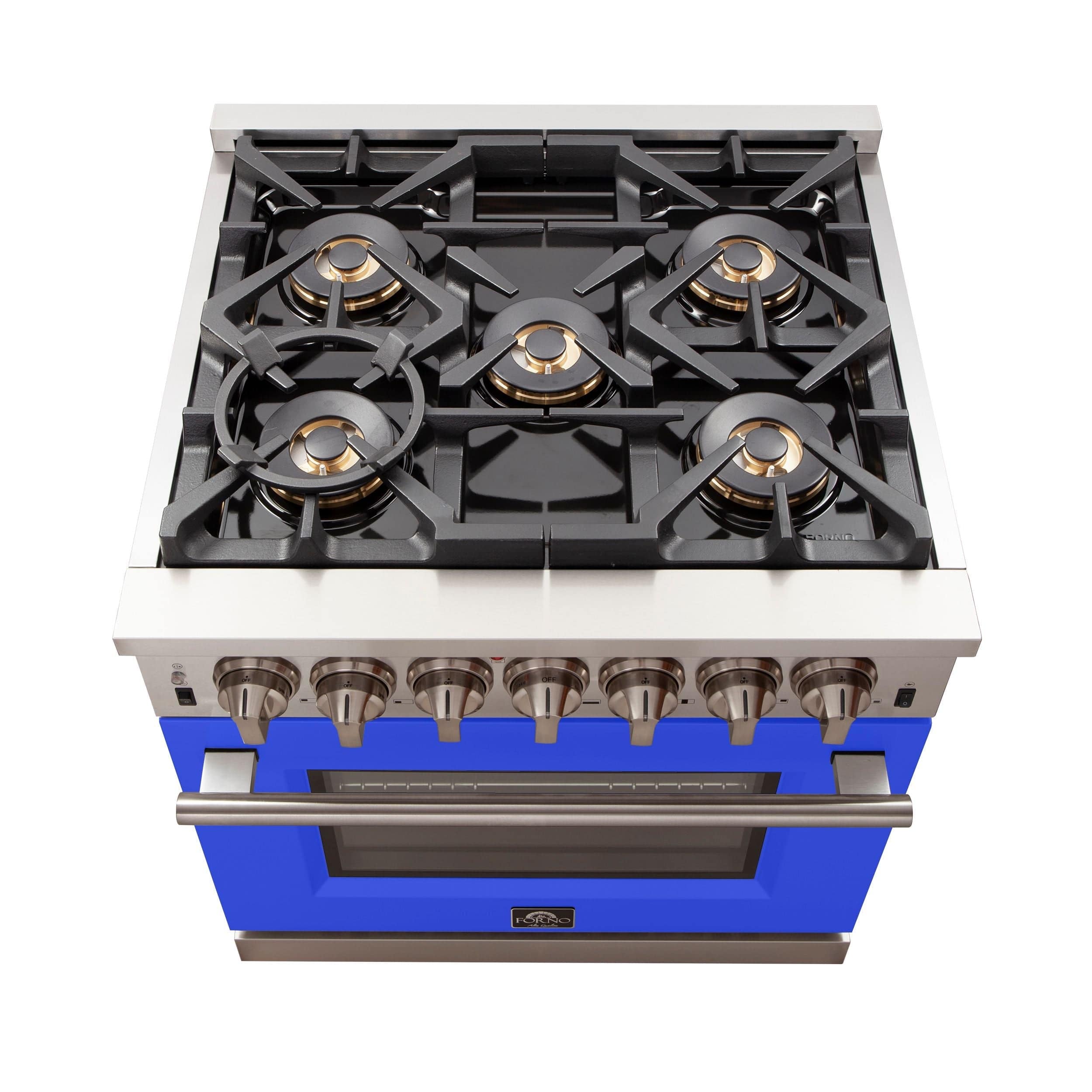 Forno Capriasca 30 Inch Professional Freestanding Gas Range in Blue, FFSGS6260-30BLU I Luxury Appliances Direct