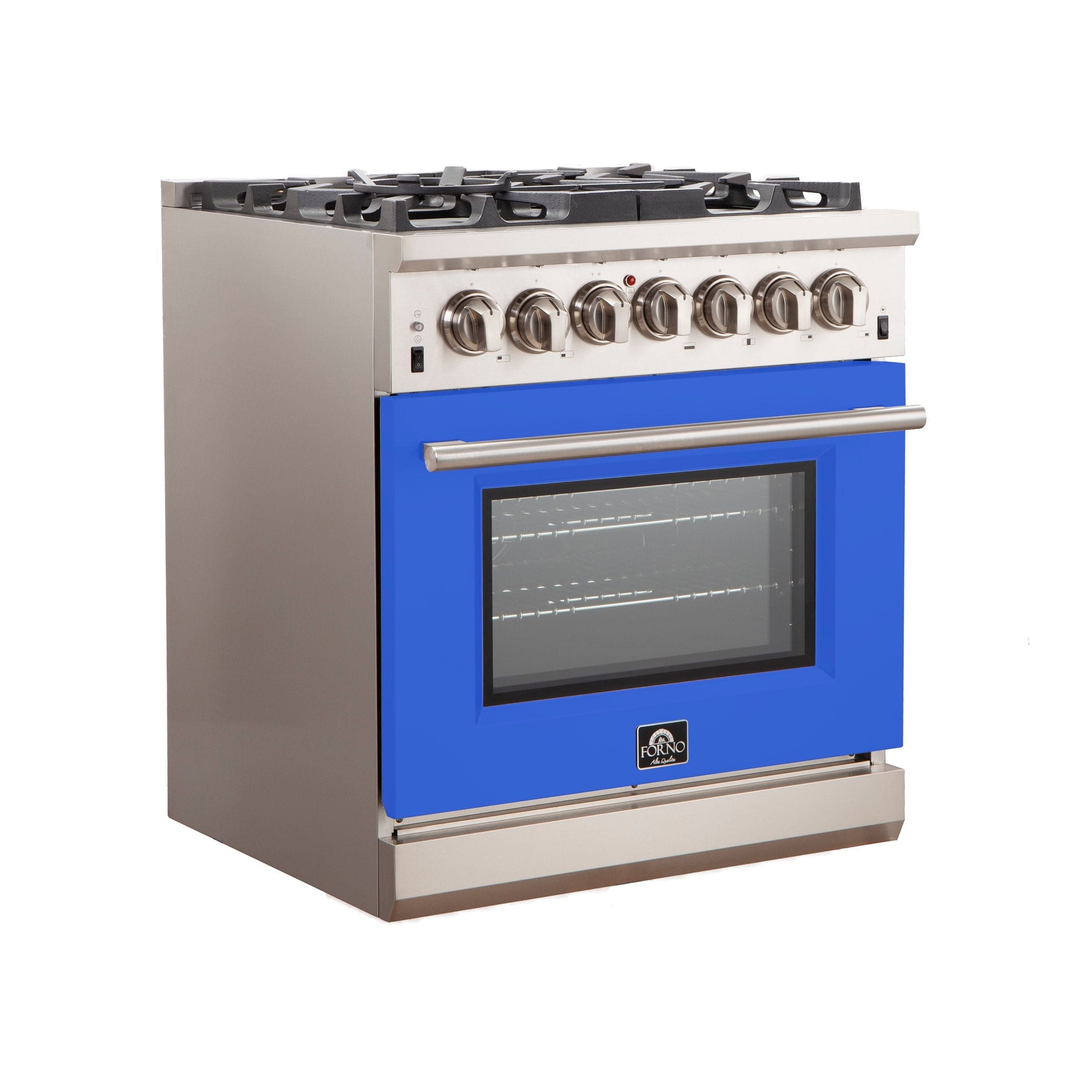Forno Capriasca 30 Inch Professional Freestanding Gas Range in Blue, FFSGS6260-30BLU I Luxury Appliances Direct