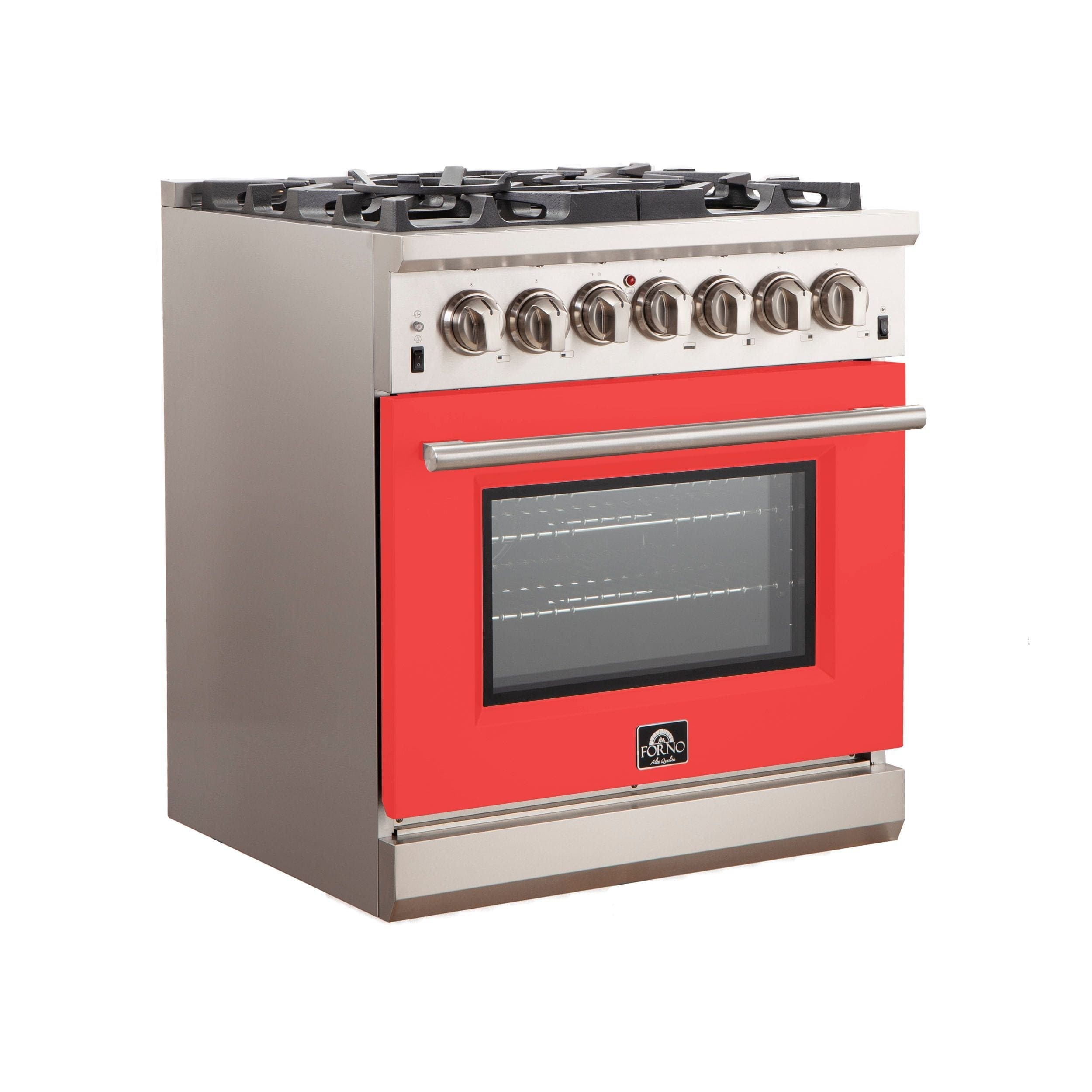 Forno Capriasca 30 Inch Professional Freestanding Gas Range in Red, FFSGS6260-30RED I Luxury Appliances Direct