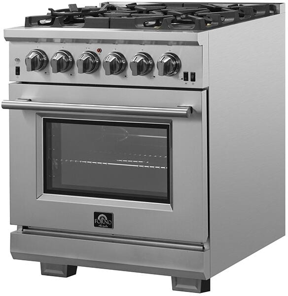 Forno Capriasca 30" Pro Series Gas Burner / Electric Oven in Stainless Steel 5 Italian Burners, FFSGS6187-30 I Luxury Appliances Direct