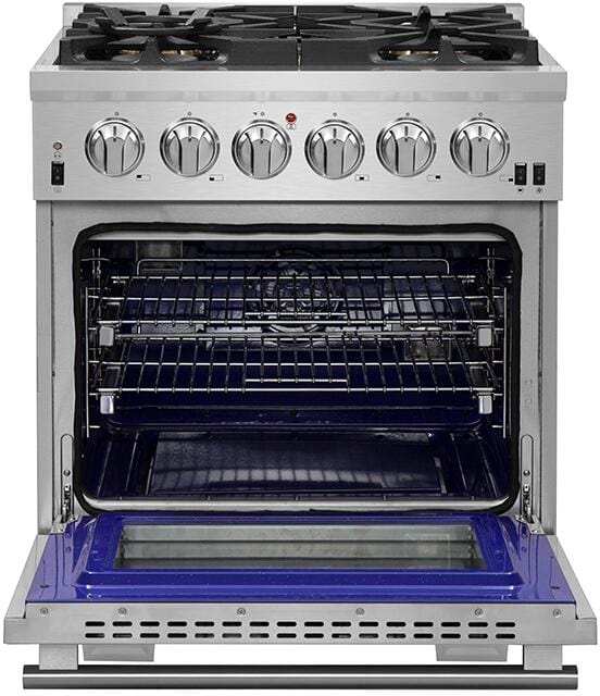Forno Capriasca 30" Pro Series Gas Burner / Electric Oven in Stainless Steel 5 Italian Burners, FFSGS6187-30 I Luxury Appliances Direct