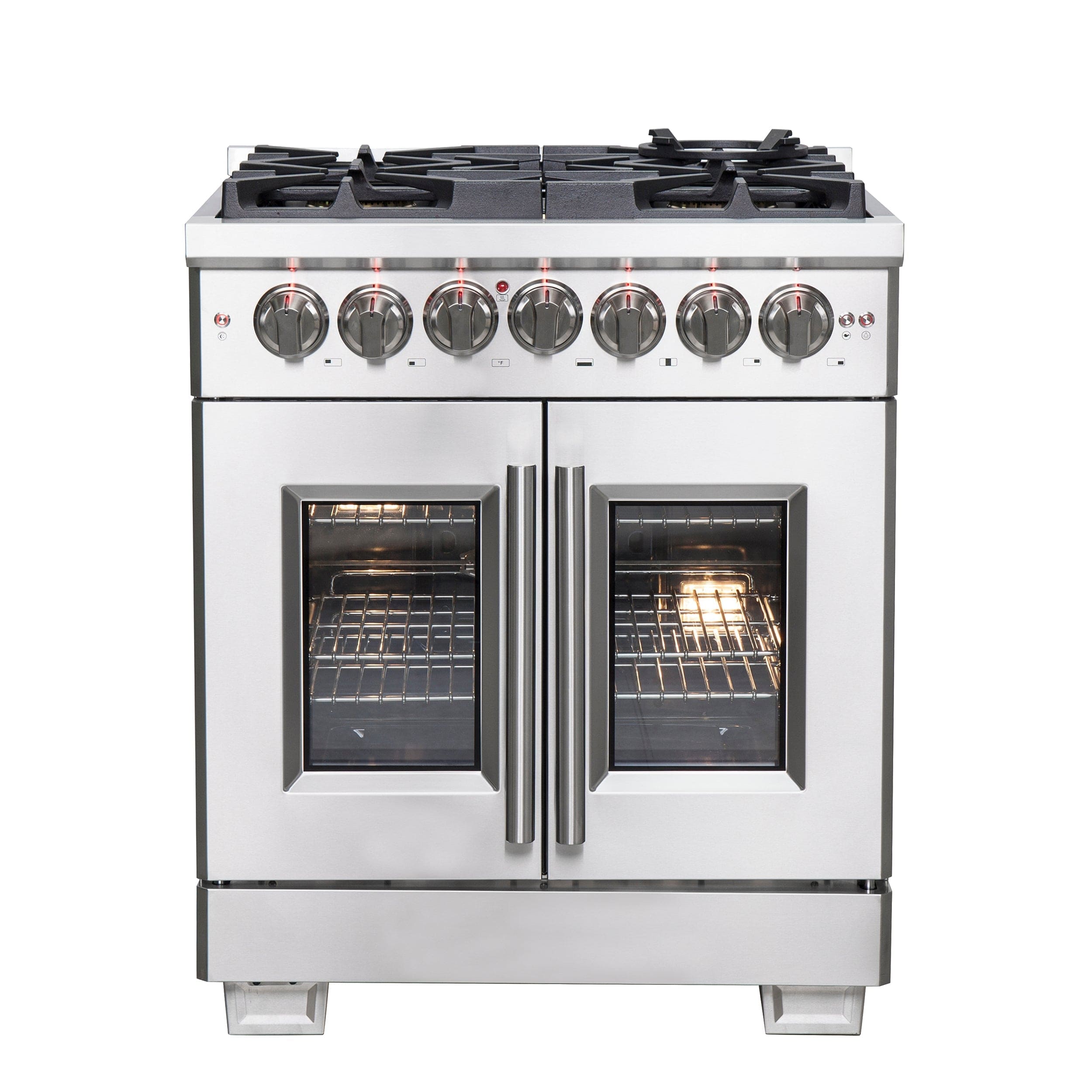 Forno Capriasca 30" Professional Gas Burner, Electric Oven Range With French Door And 5 Sealed Burners, FFSGS6387-30 I Luxury Appliances Direct