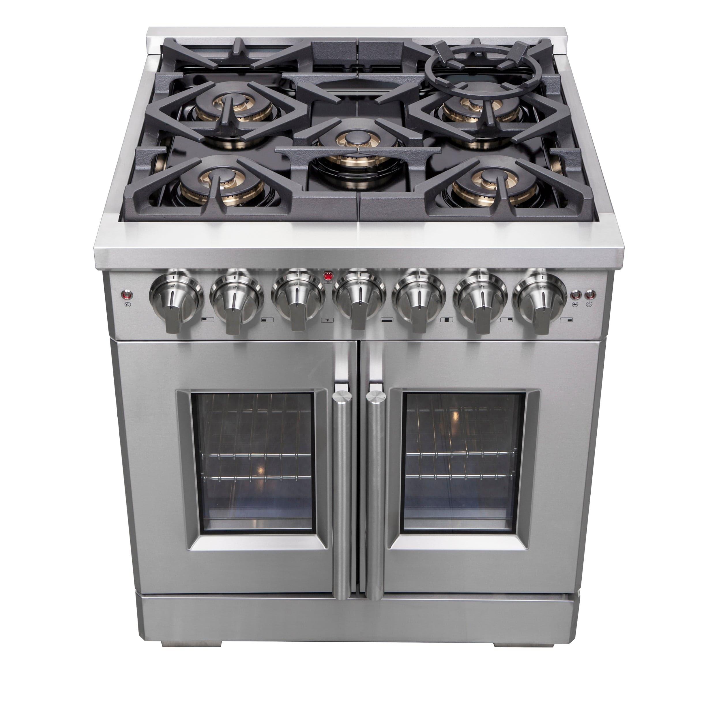 Forno Capriasca 30" Professional Gas Burner, Electric Oven Range With French Door And 5 Sealed Burners, FFSGS6387-30 I Luxury Appliances Direct