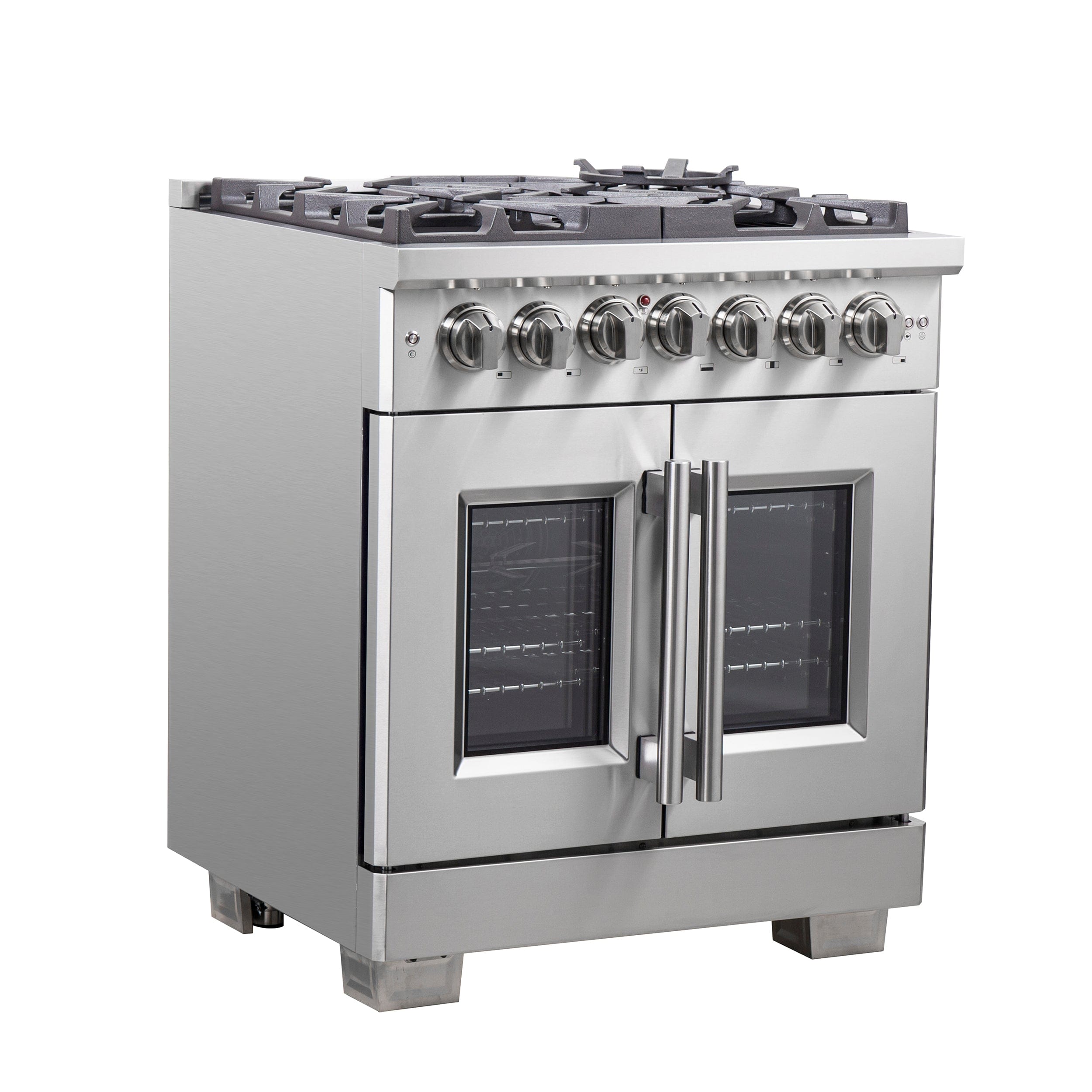 Forno Capriasca 30" Professional Gas Burner, Electric Oven Range With French Door And 5 Sealed Burners, FFSGS6387-30 I Luxury Appliances Direct