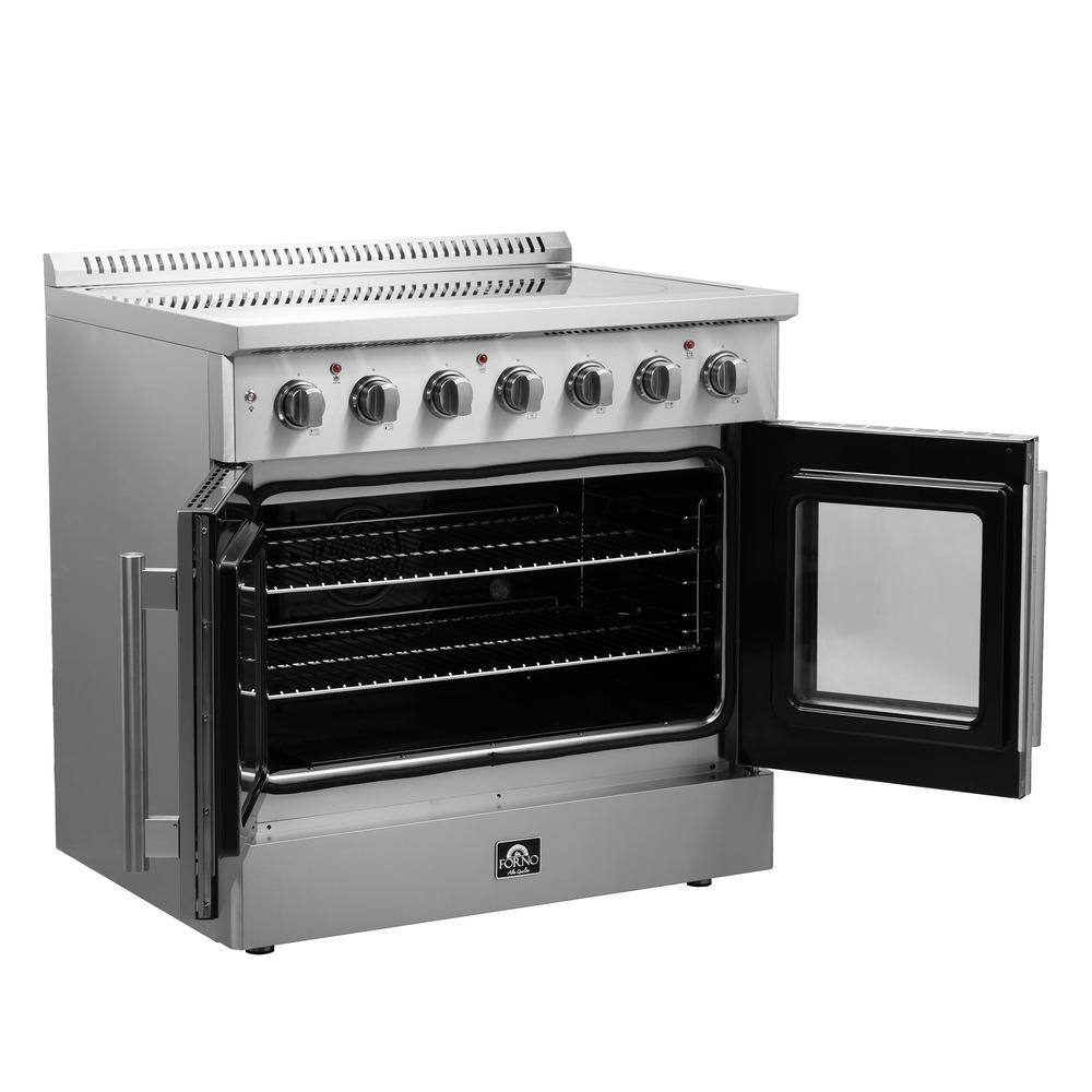 Forno Galiano 36" Freestanding Electric Range With French Door in Stainless Steel, FFSEL6917-36 I Luxury Appliances Direct