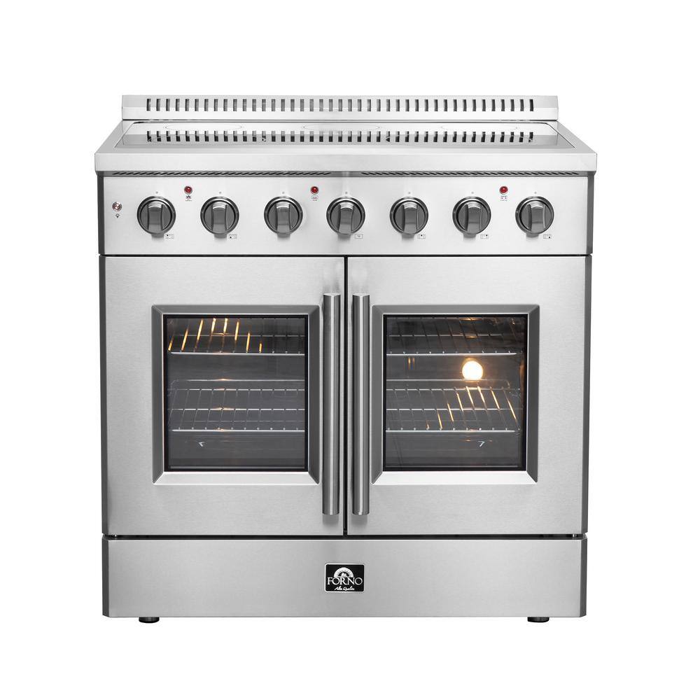 Forno Galiano 36" Freestanding Electric Range With French Door in Stainless Steel, FFSEL6917-36 I Luxury Appliances Direct