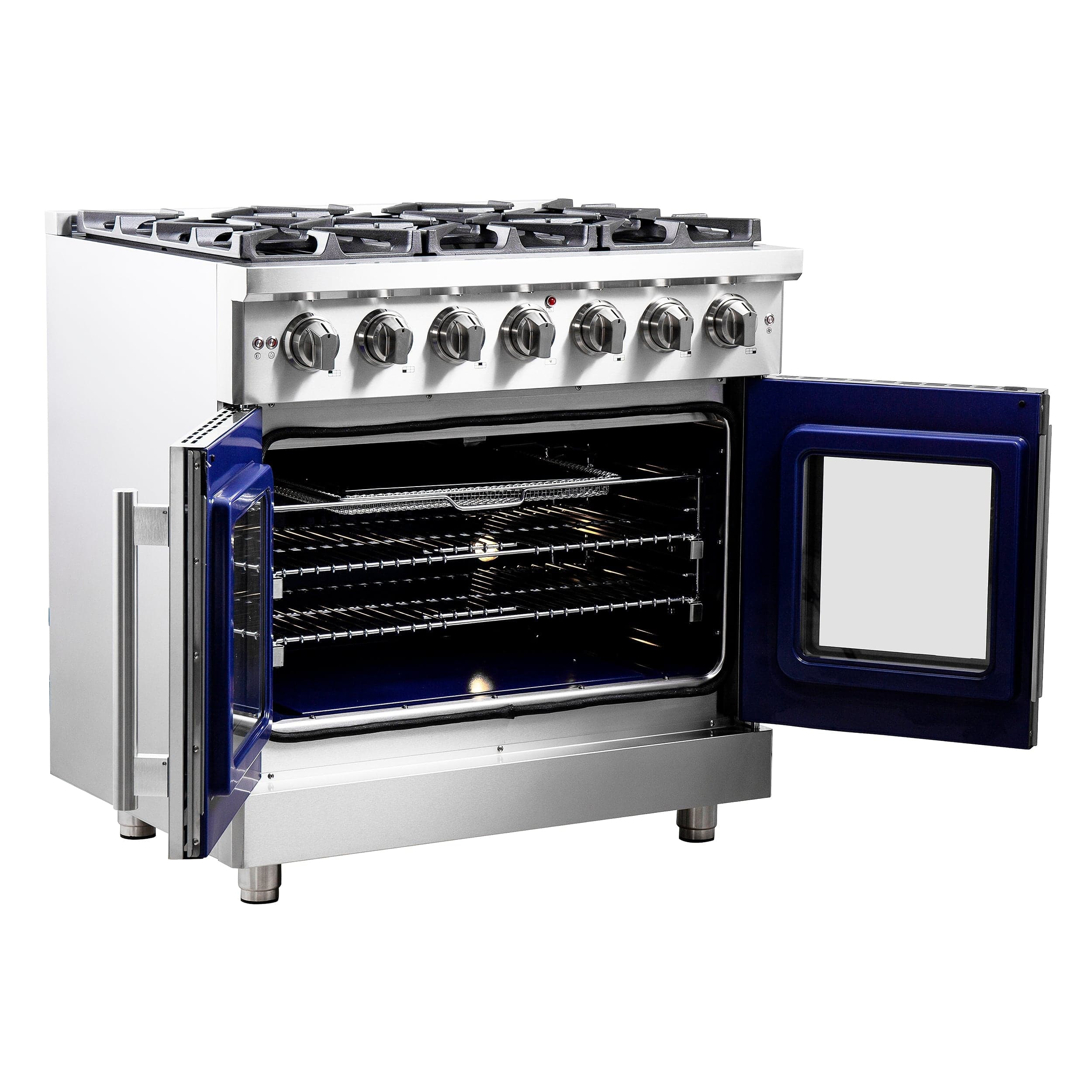 Forno Massimo 36" Freestanding French Door Gas Range with 6 Burners, FFSGS6439-36 I Luxury Appliances Direct