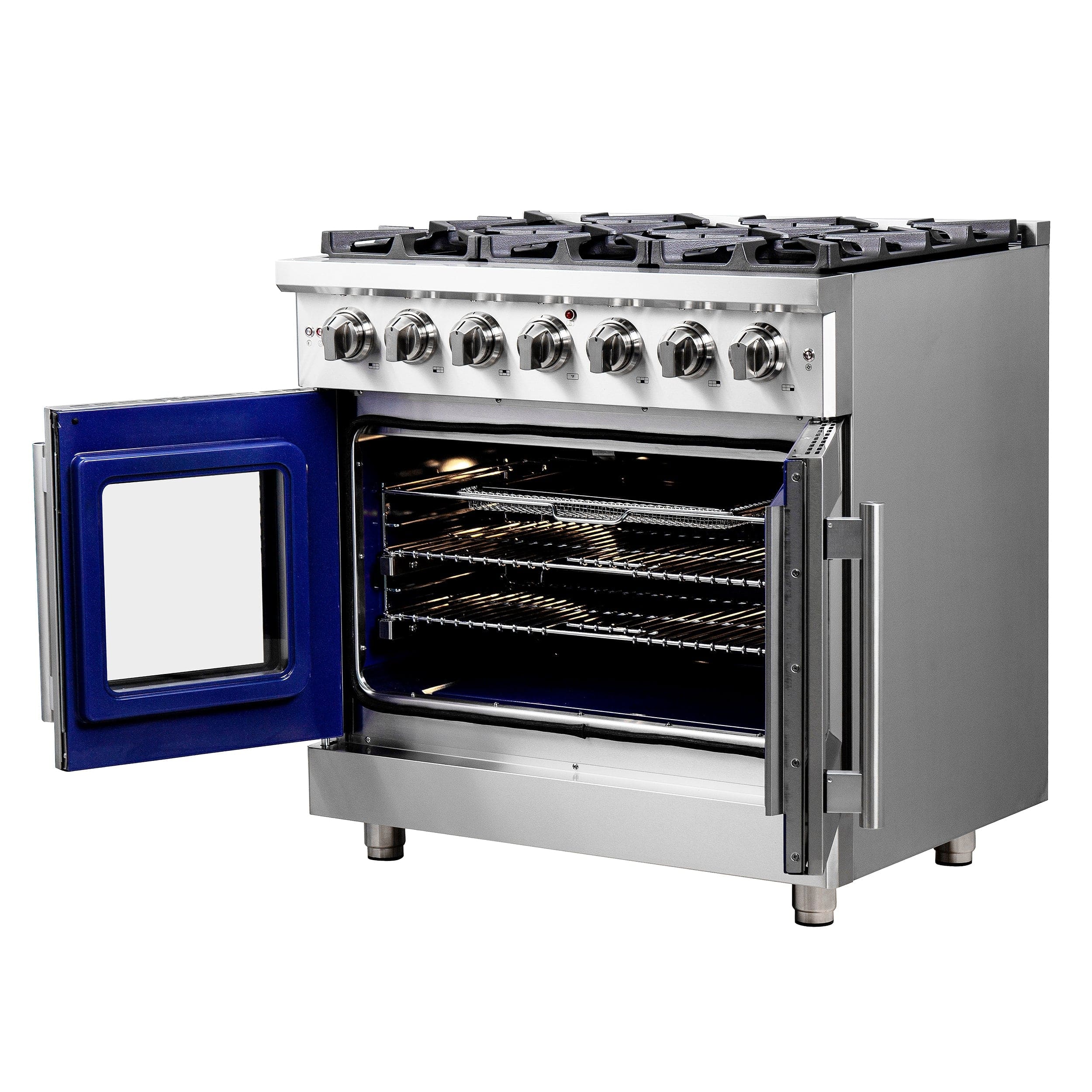 Forno Massimo 36" Freestanding French Door Gas Range with 6 Burners, FFSGS6439-36 I Luxury Appliances Direct