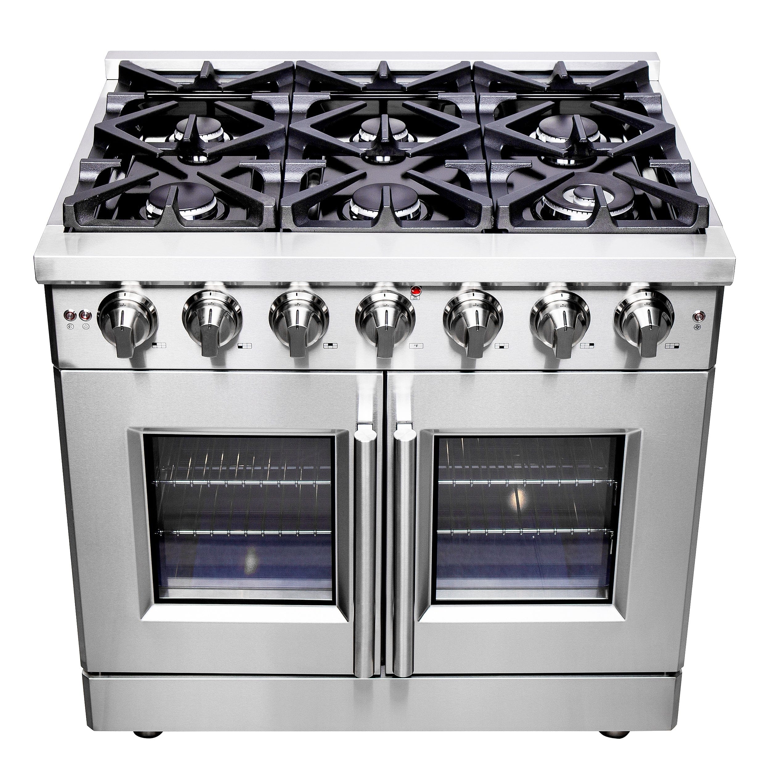 Forno Massimo 36" Freestanding French Door Gas Range with 6 Burners, FFSGS6439-36 I Luxury Appliances Direct
