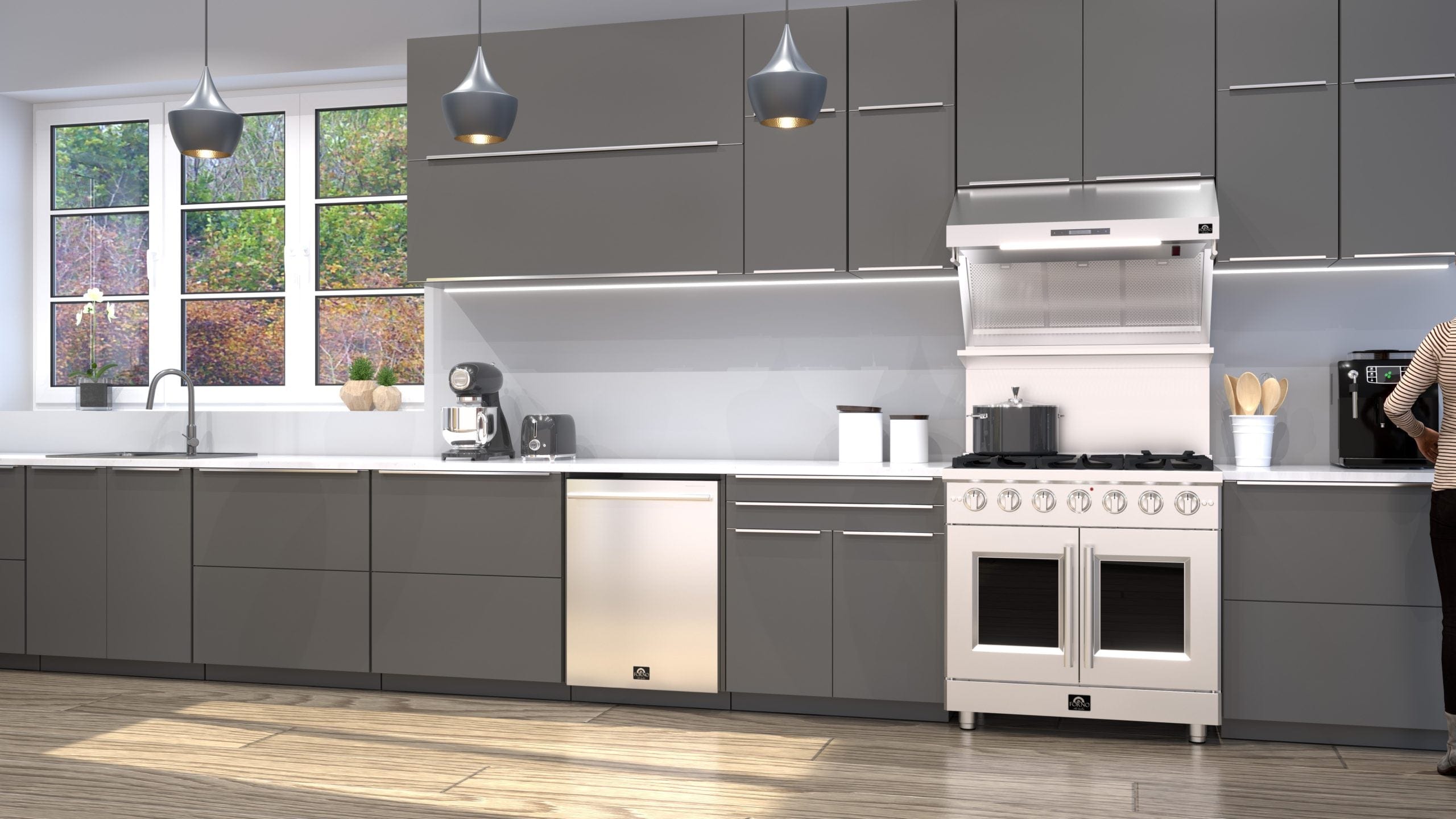 Forno Galiano 36" Freestanding Gas Range with French Door in Stainless Steel, FFSGS6444-36 I Luxury Appliances Direct